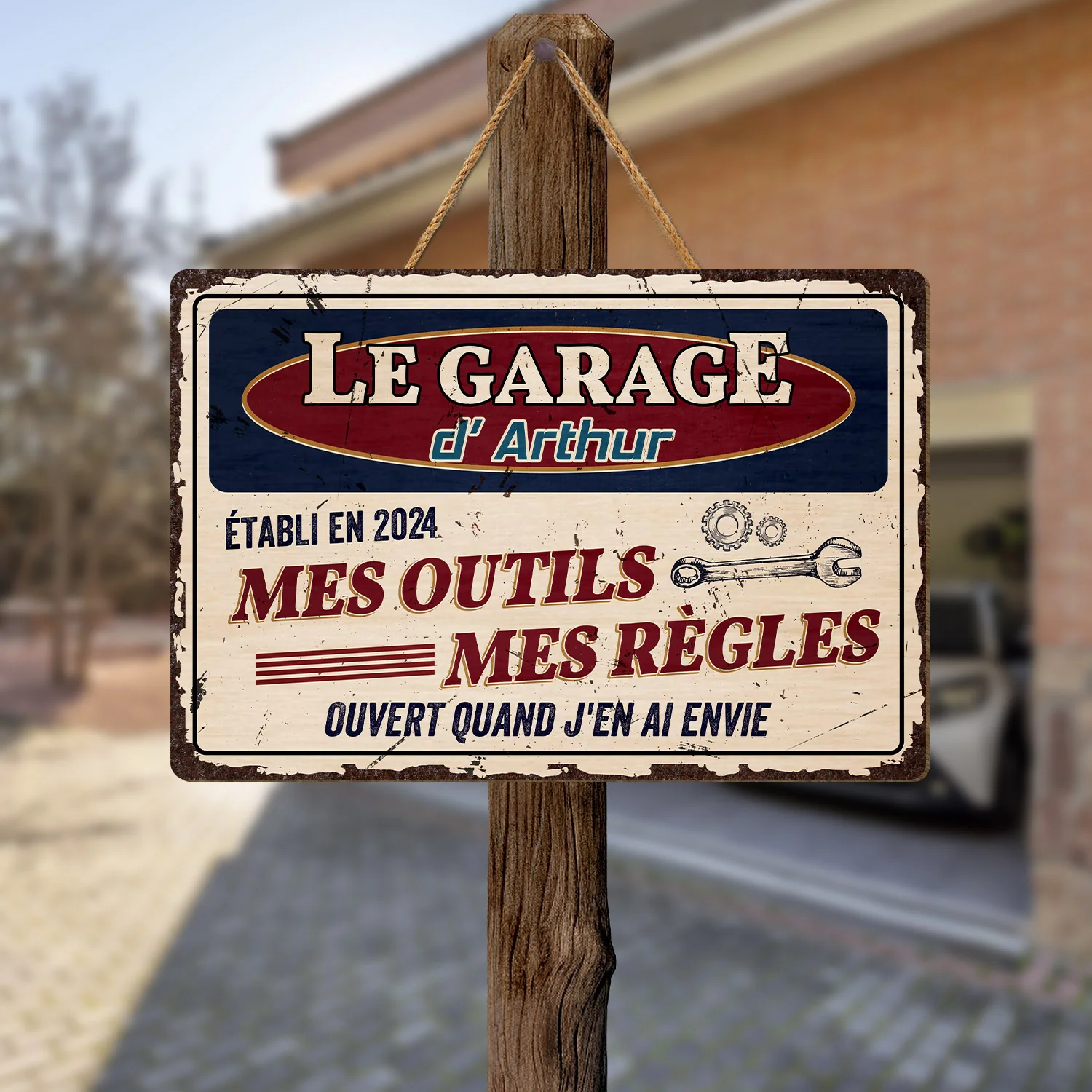 Plaque En Bois Personnalisée Pour Homme - Mes Outils Mes Règles - Image 2