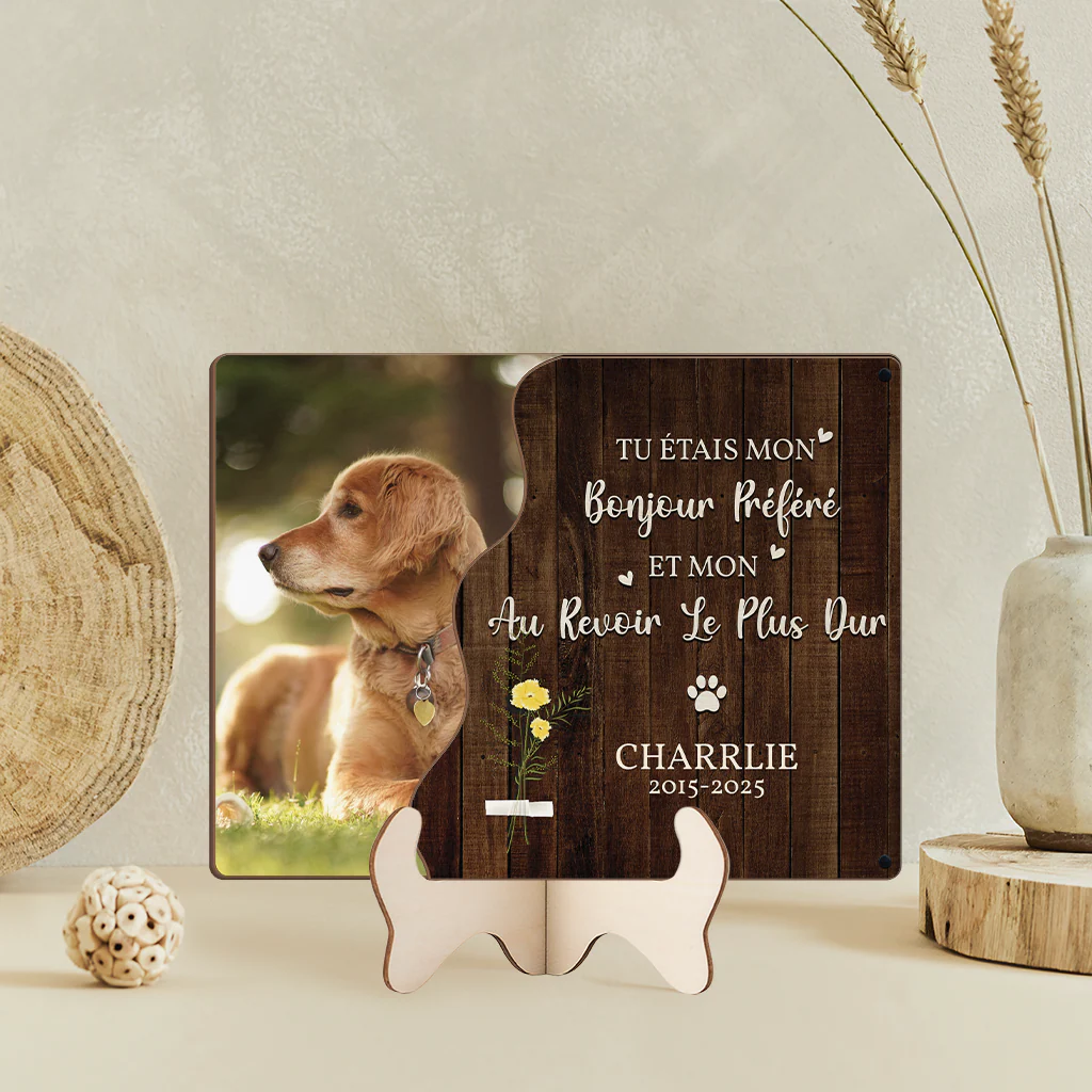 Plaque en Bois Personnalisée Souvenir Chien Décédé - Image 2