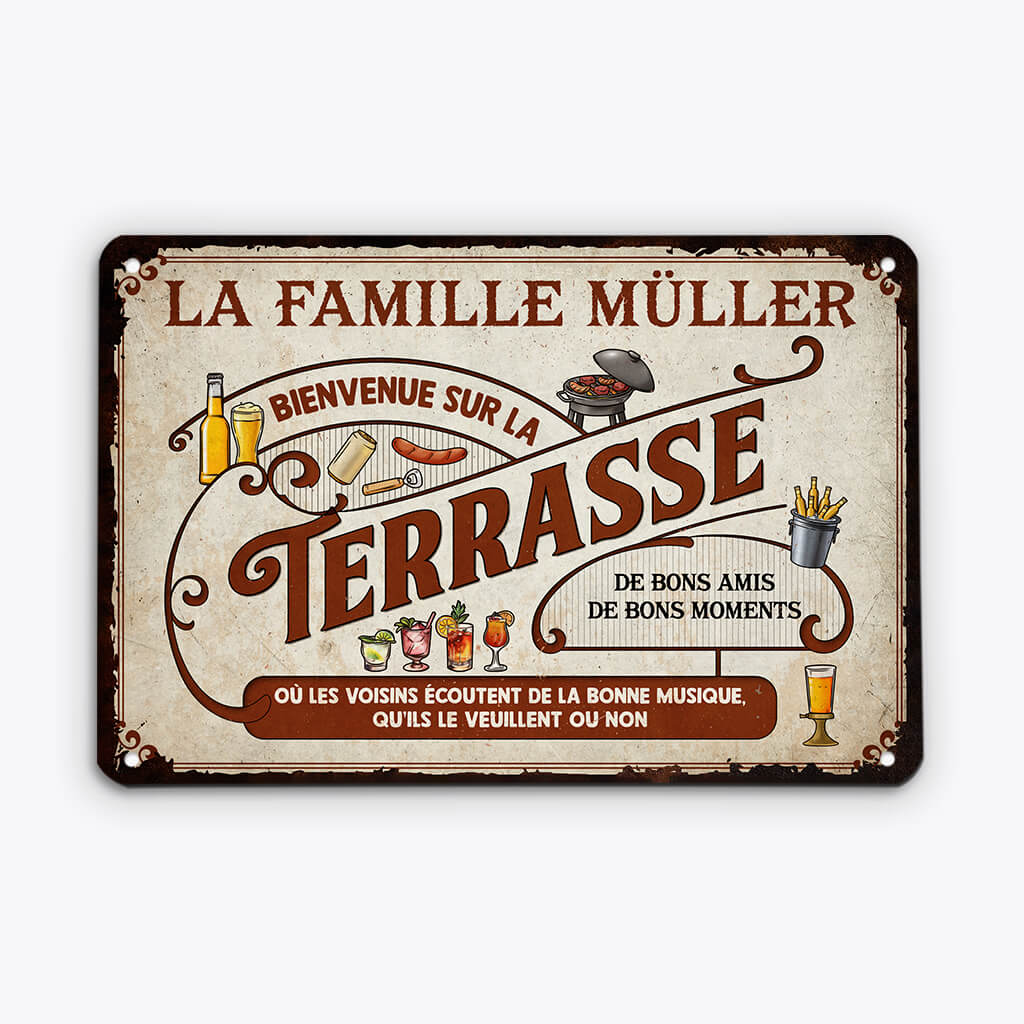 Plaque métal vintage personnalisée – L’esprit bistrot sur votre terrasse