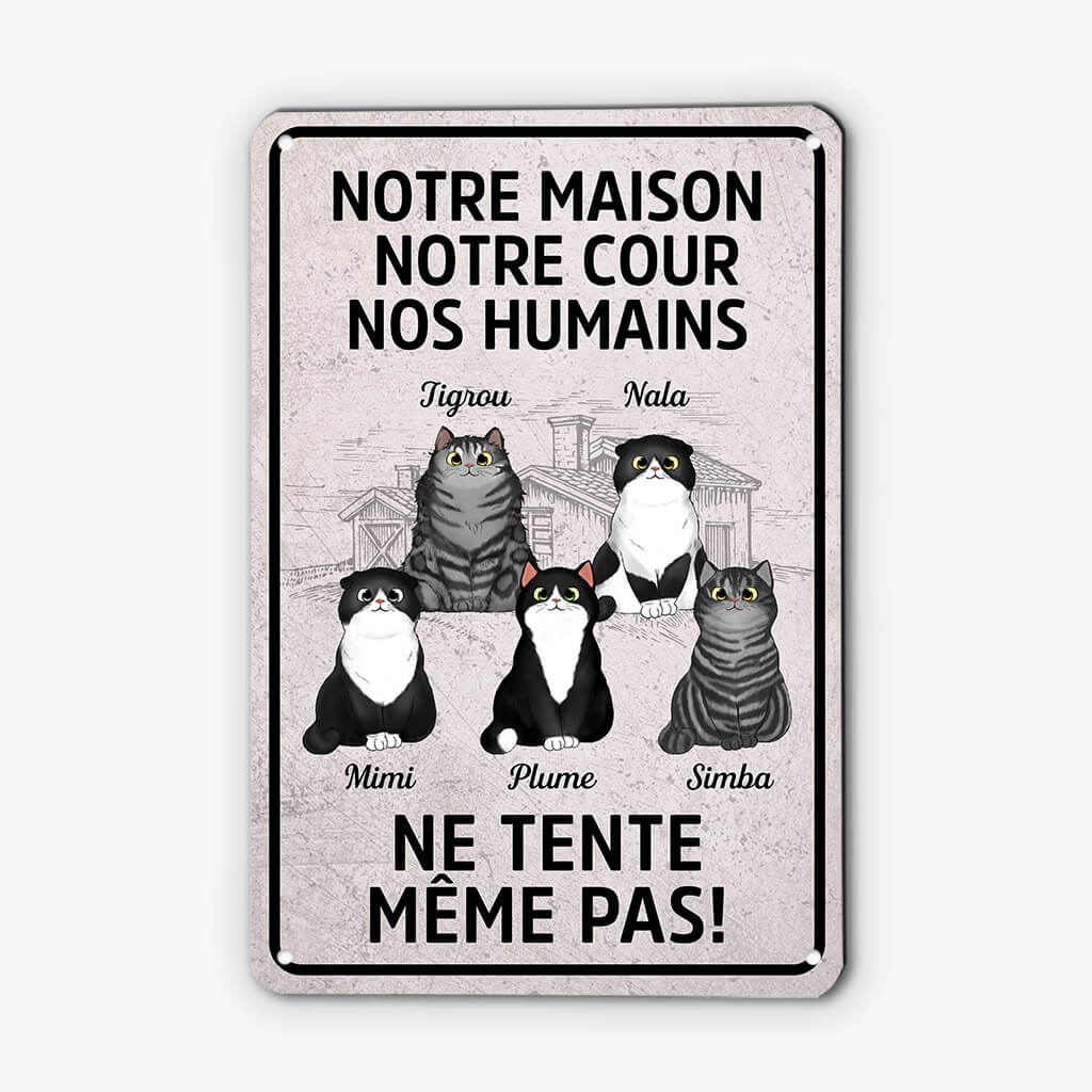 Plaque métallique personnalisable – Ma maison, mon chat, mes humains