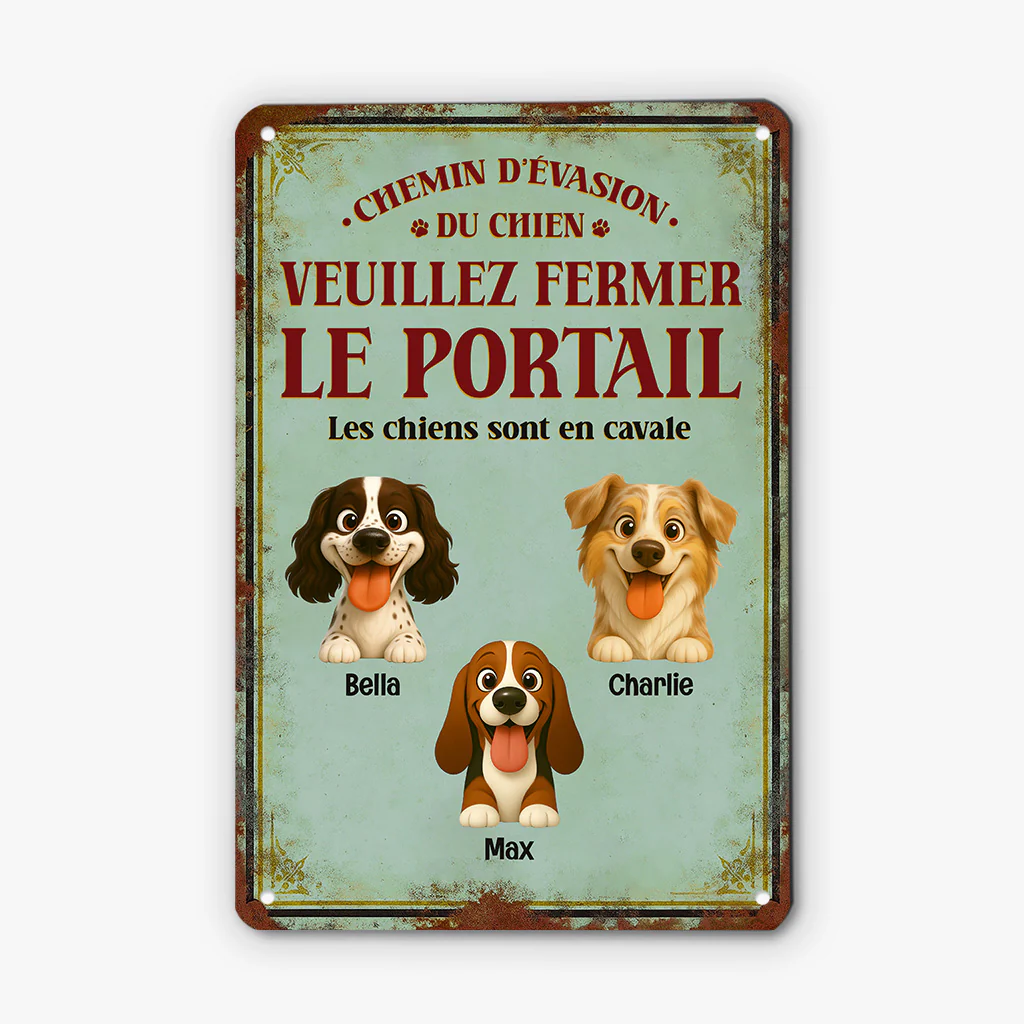Plaque Métal Personnalisée Avec Chien - Veuillez Fermer Le Portail - Image 2