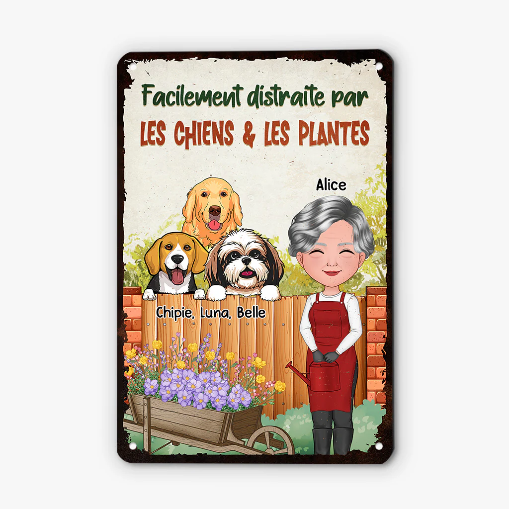 Plaque En Métal Personnalisée pour Jardin Avec Chien - Facilement Distraite - Image 2