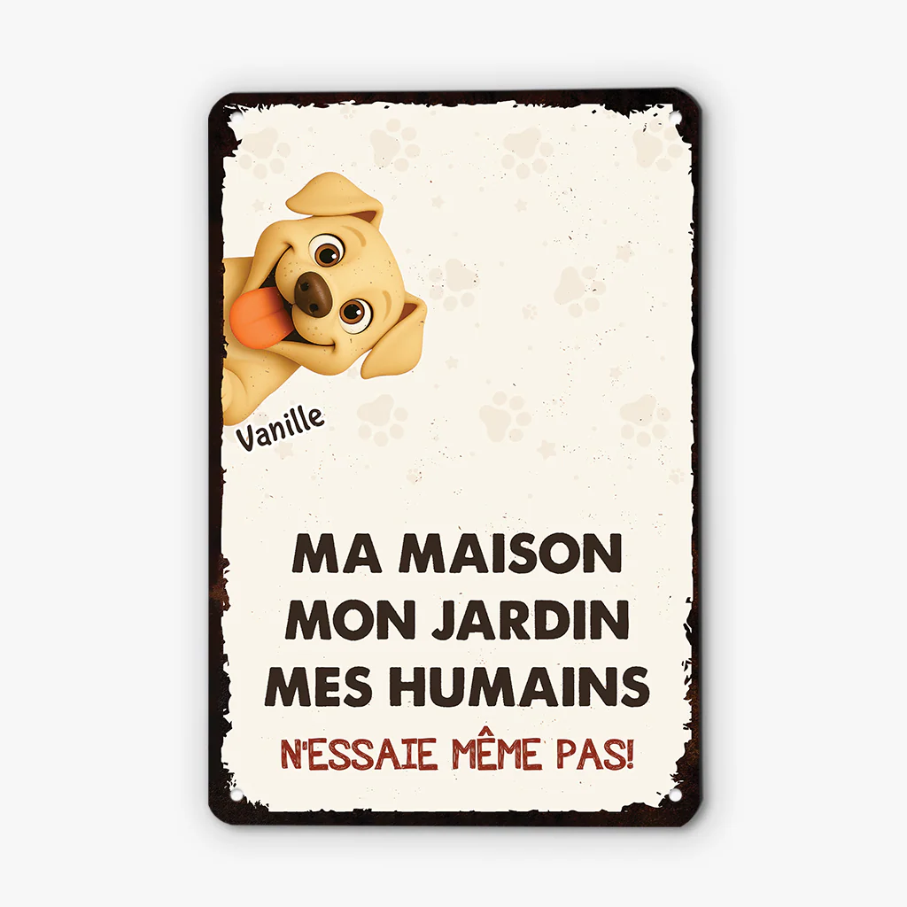 Plaque En Métal Personnalisée Avec Chien - Notre Maison Notre Humain - Image 2