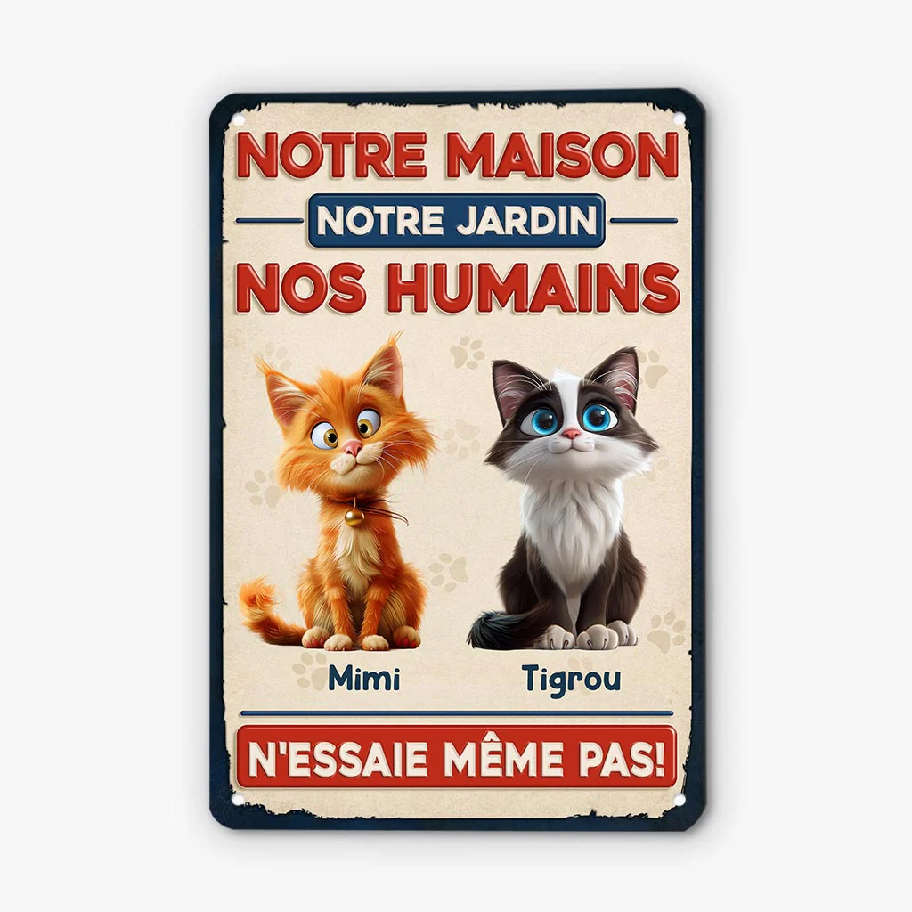 Plaque En Métal Personnalisée Chat - Ma Maison Mes Humains - Image 2