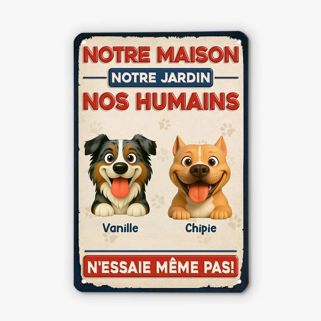 Plaque En Métal Personnalisée Chien - Ma Maison Mes Humains - Image 2