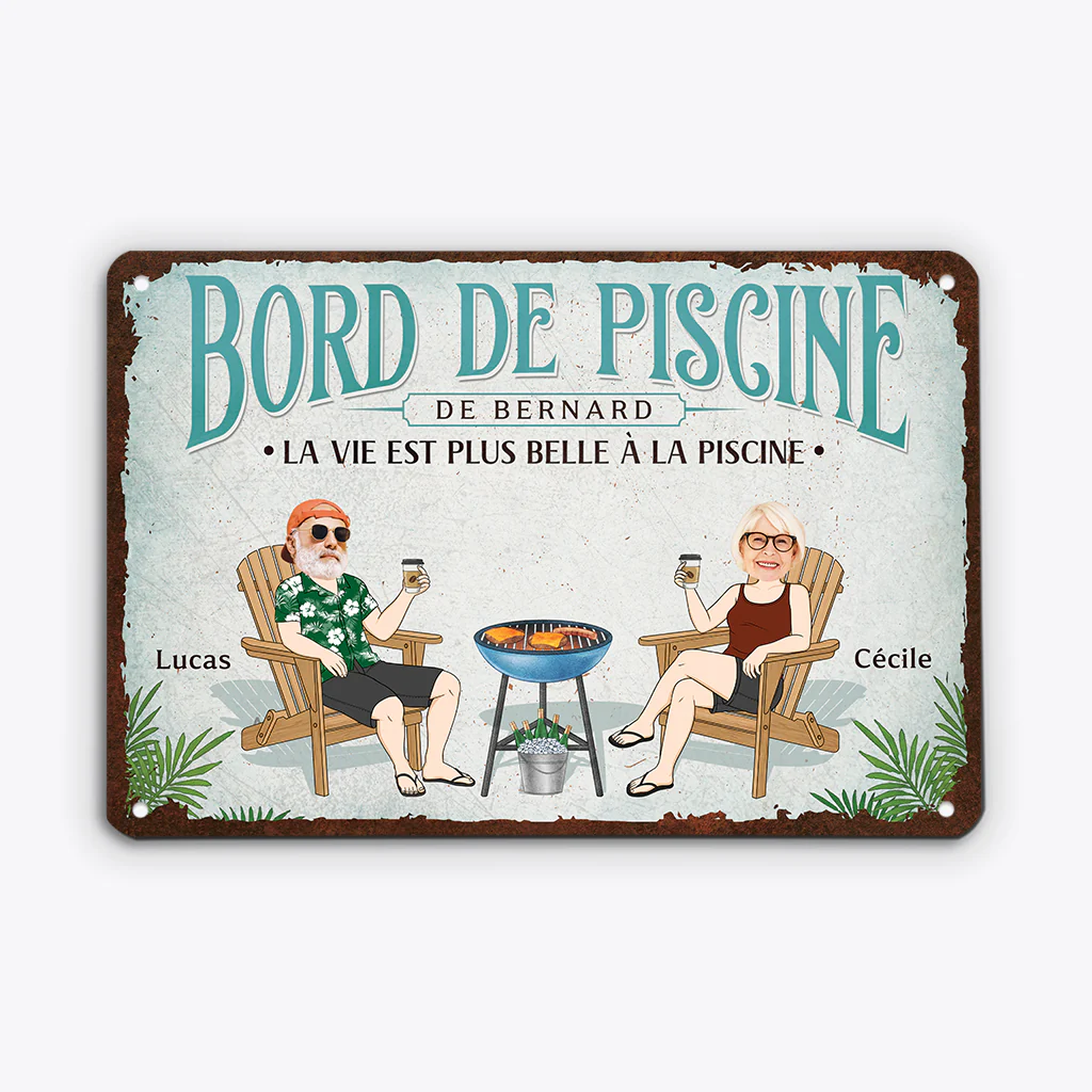 Plaque En Métal Personnalisée Pour Couple - À La Piscine - Image 2