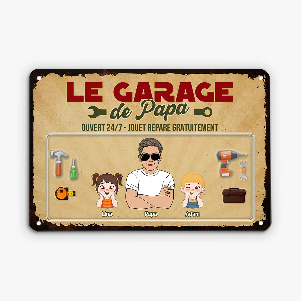 Plaque métal personnalisée – Garage vintage de Papa cool - Image 2