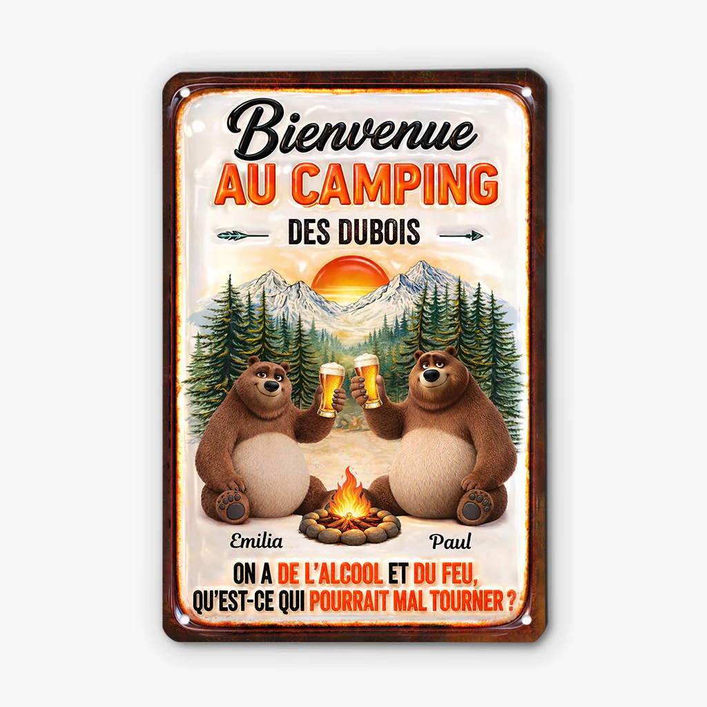 Plaque Métal Déco Personnalisée - Cadeau Couple Qui Aime Le Camping - Image 2