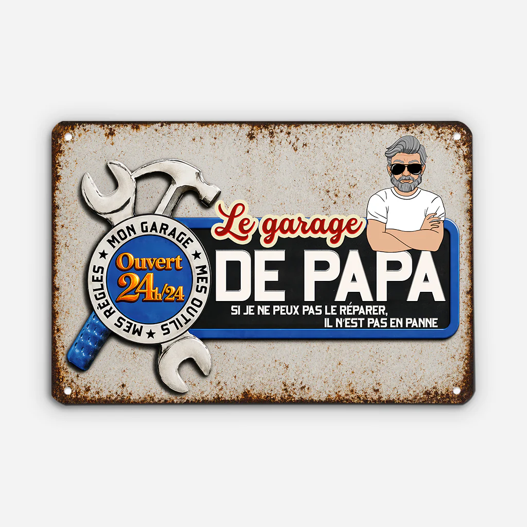 Plaque Métal Personnalisée - Cadeau Garage De Papa