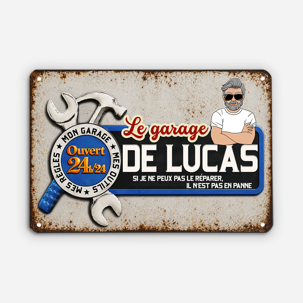 Plaque Métal Personnalisée - Cadeau Garage De Papa - Image 2
