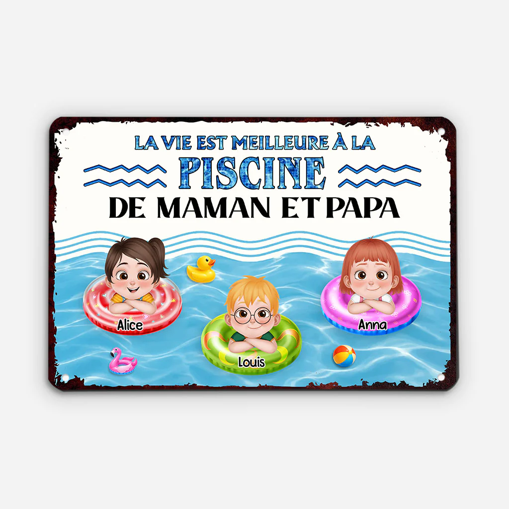 Plaque En Metal Personnalisée | La Piscine De Mamie Et Papy Maman Et Papa - Image 2