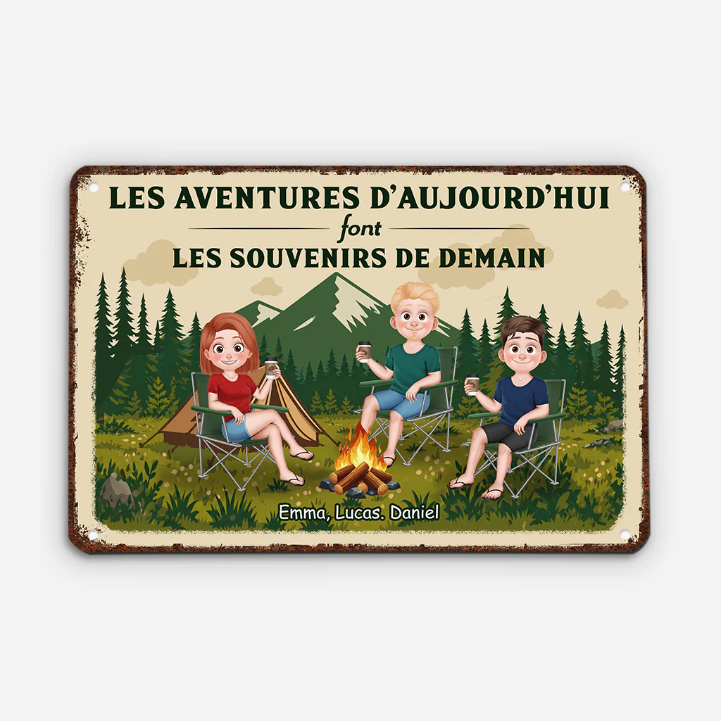 Plaque Métallique Vintage Personnalisée Camping Entre Amis - Aventures D’aujourd’hui