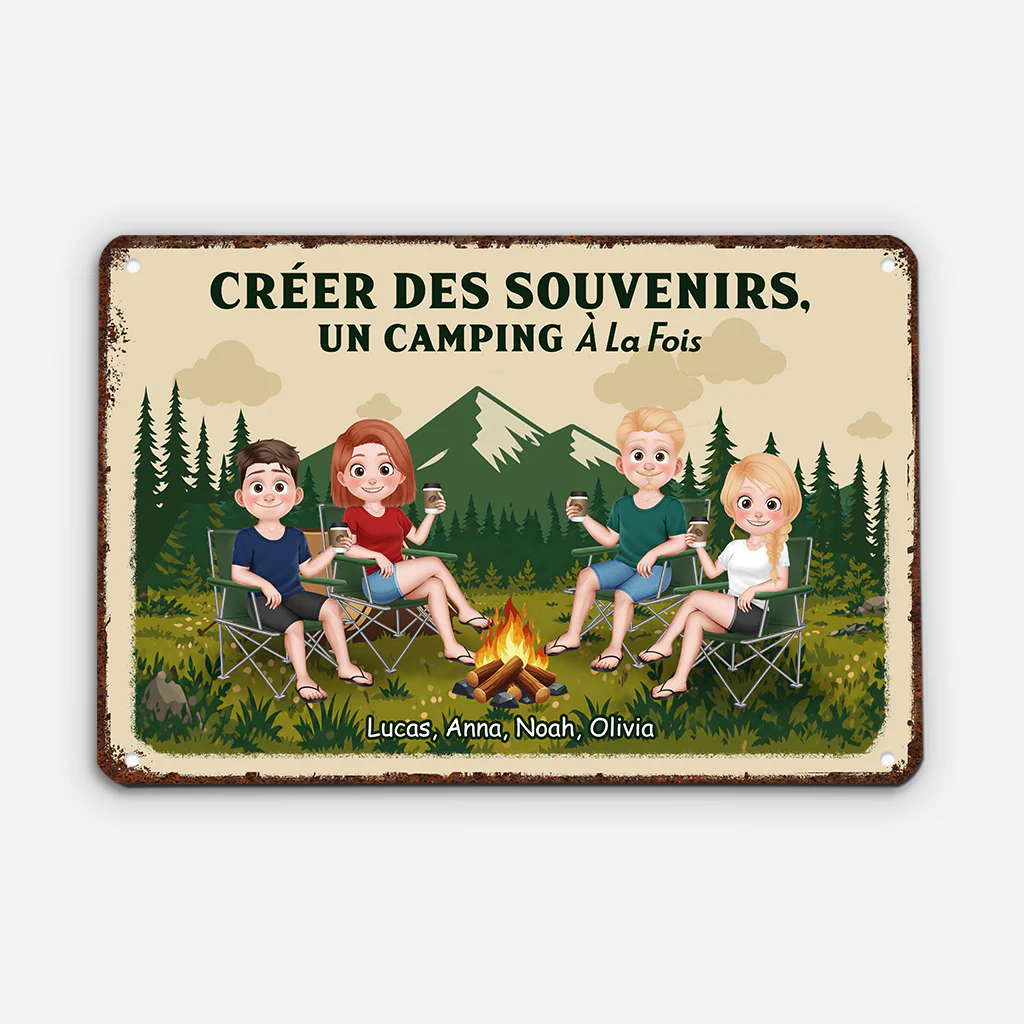 Plaque Métallique Vintage Personnalisée Camping Entre Amis - Aventures D’aujourd’hui - Image 2