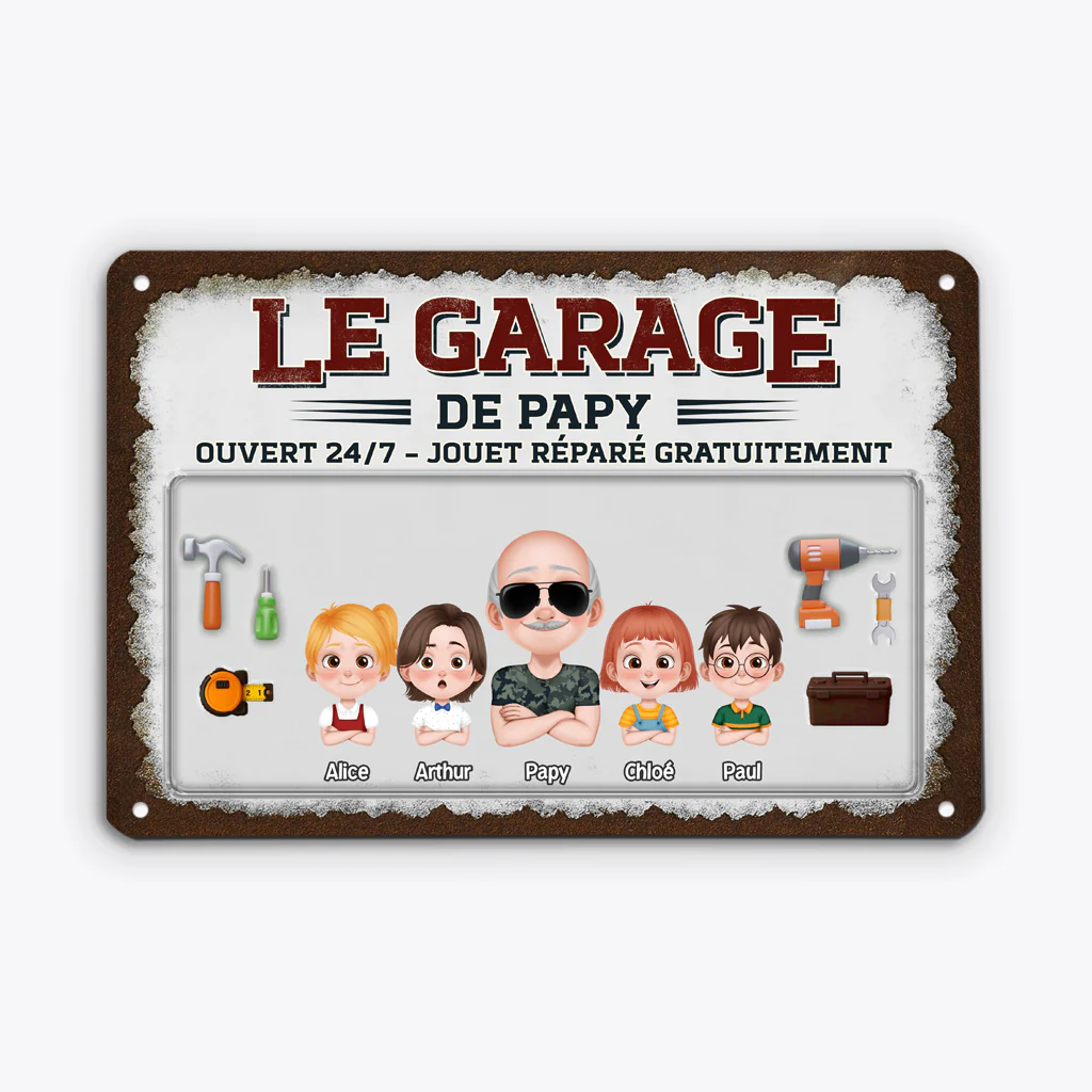 Plaque Métal Personnalisée Humor - Le Garage de Papa - Image 2