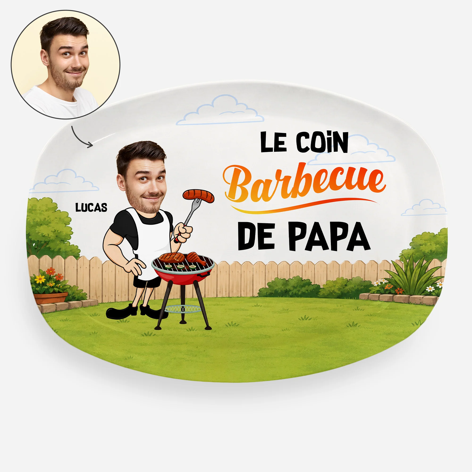 Plateau De Grillades Personnalisé Photo Pour Papa Papy - Cadeau Fête Des Pères Barbecue