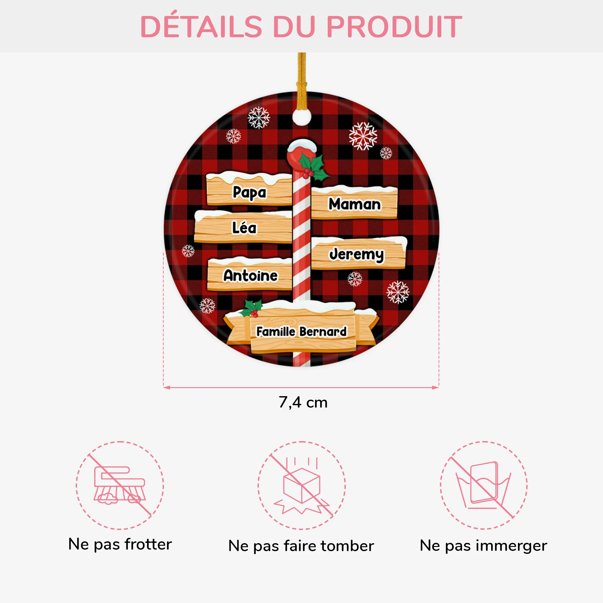 Ornement Pôle Cercle, Famille Noël Personnalisé - Image 3