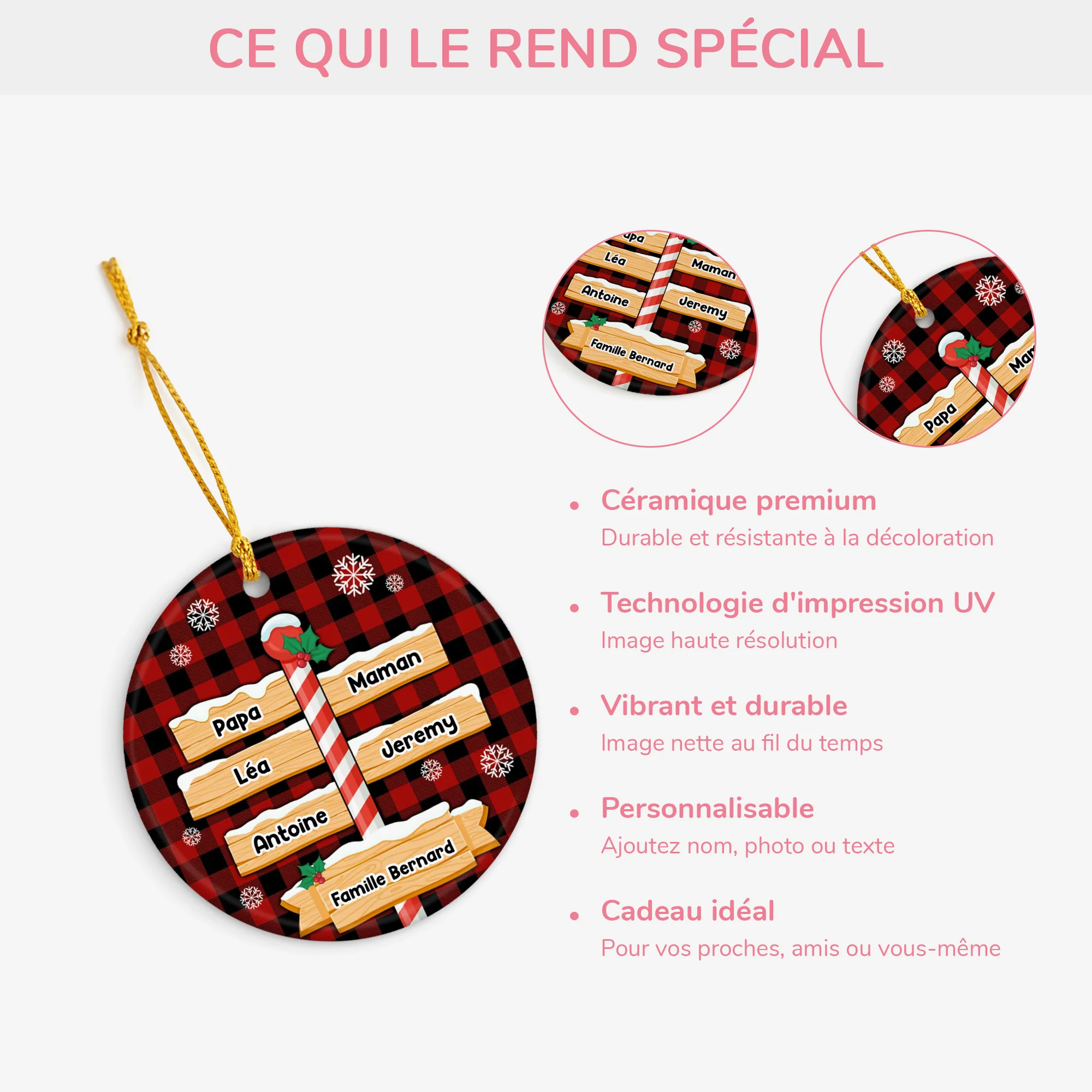 Ornement Pôle Cercle, Famille Noël Personnalisé - Image 4