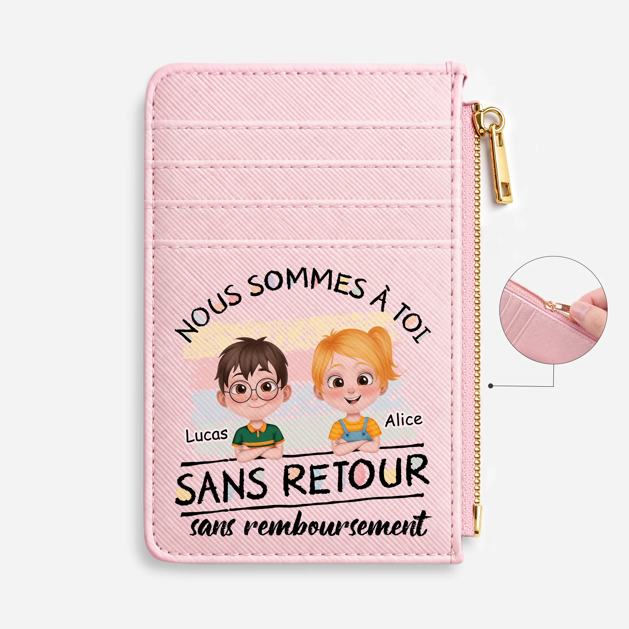 Porte-carte Cuir Personnalisé - Cadeau Maman Et Papa Nous Sommes À Toi