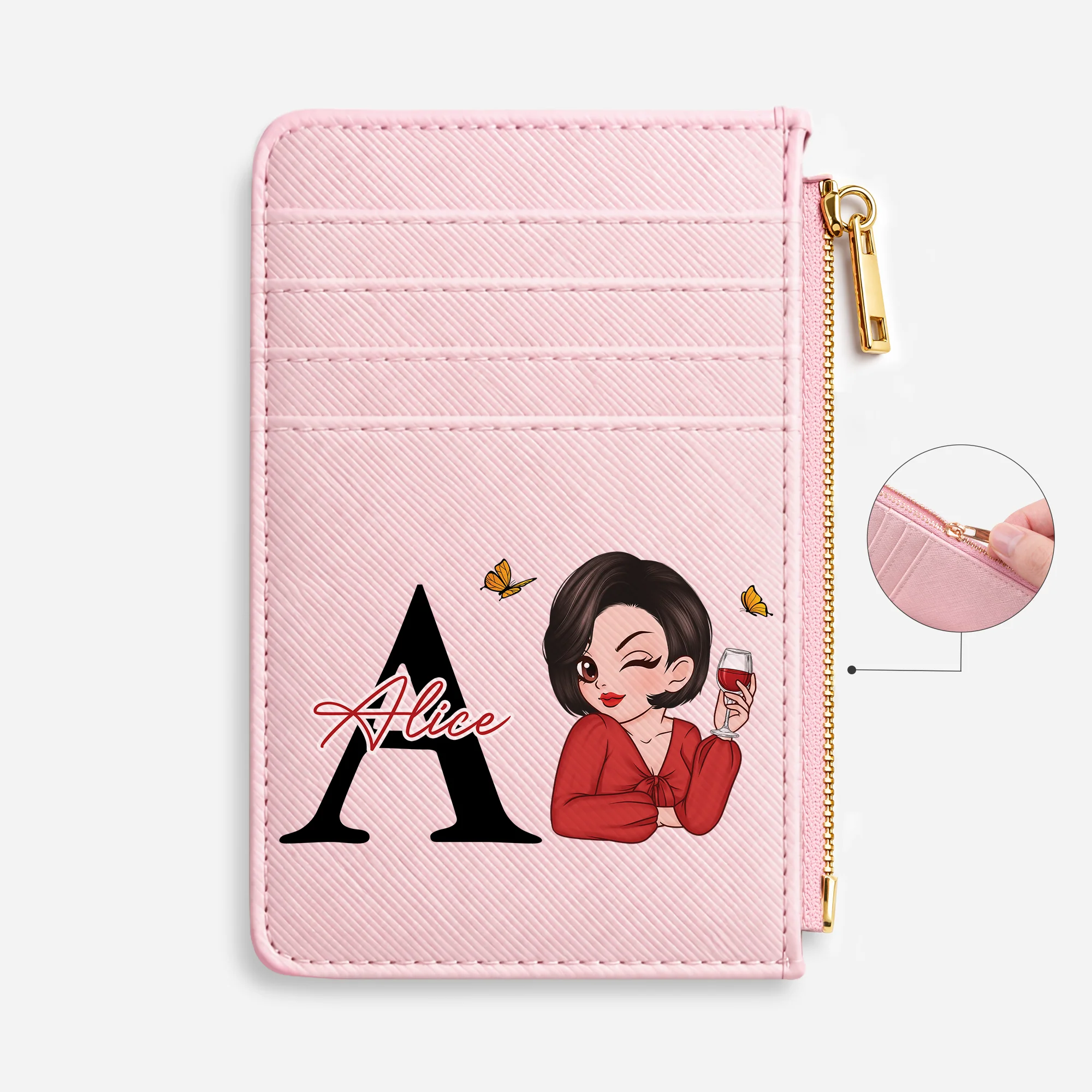 Porte-cartes Femme Personnalisés En Cuir - Cadeau Original Avec Fleur