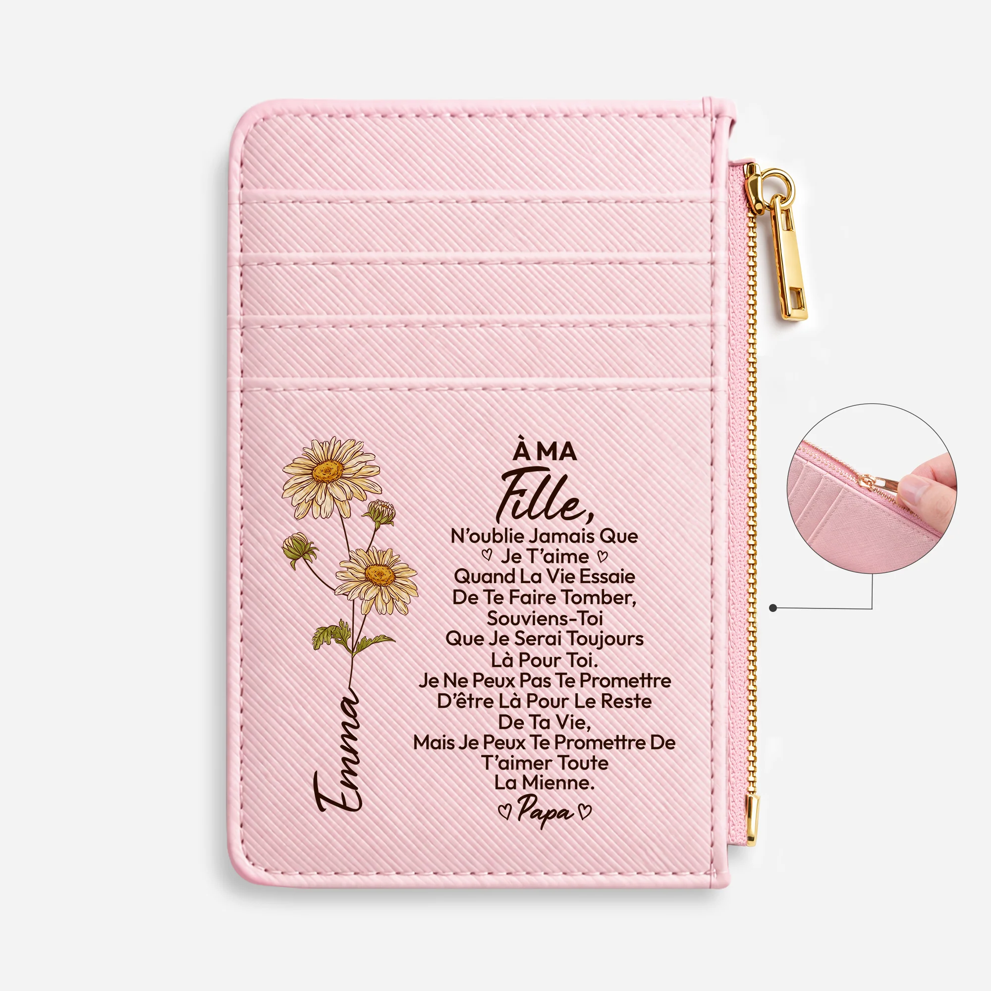 Porte-cartes Femme Personnalisés En Cuir Couleur Claire - À Ma Fille