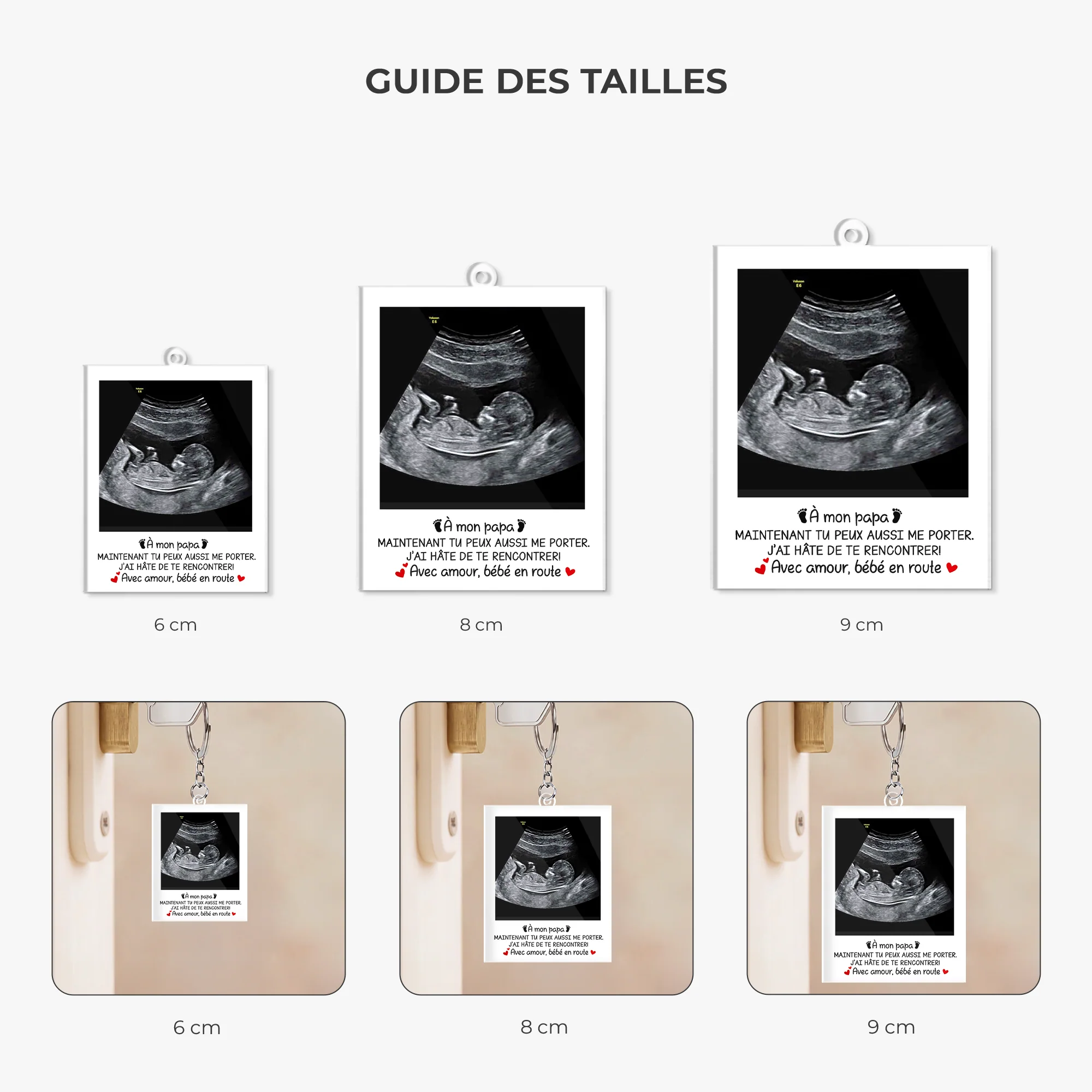 Porte Clé Acrylique Personnalisable Photo - Bébé A Hâte De Te Voir - Image 3