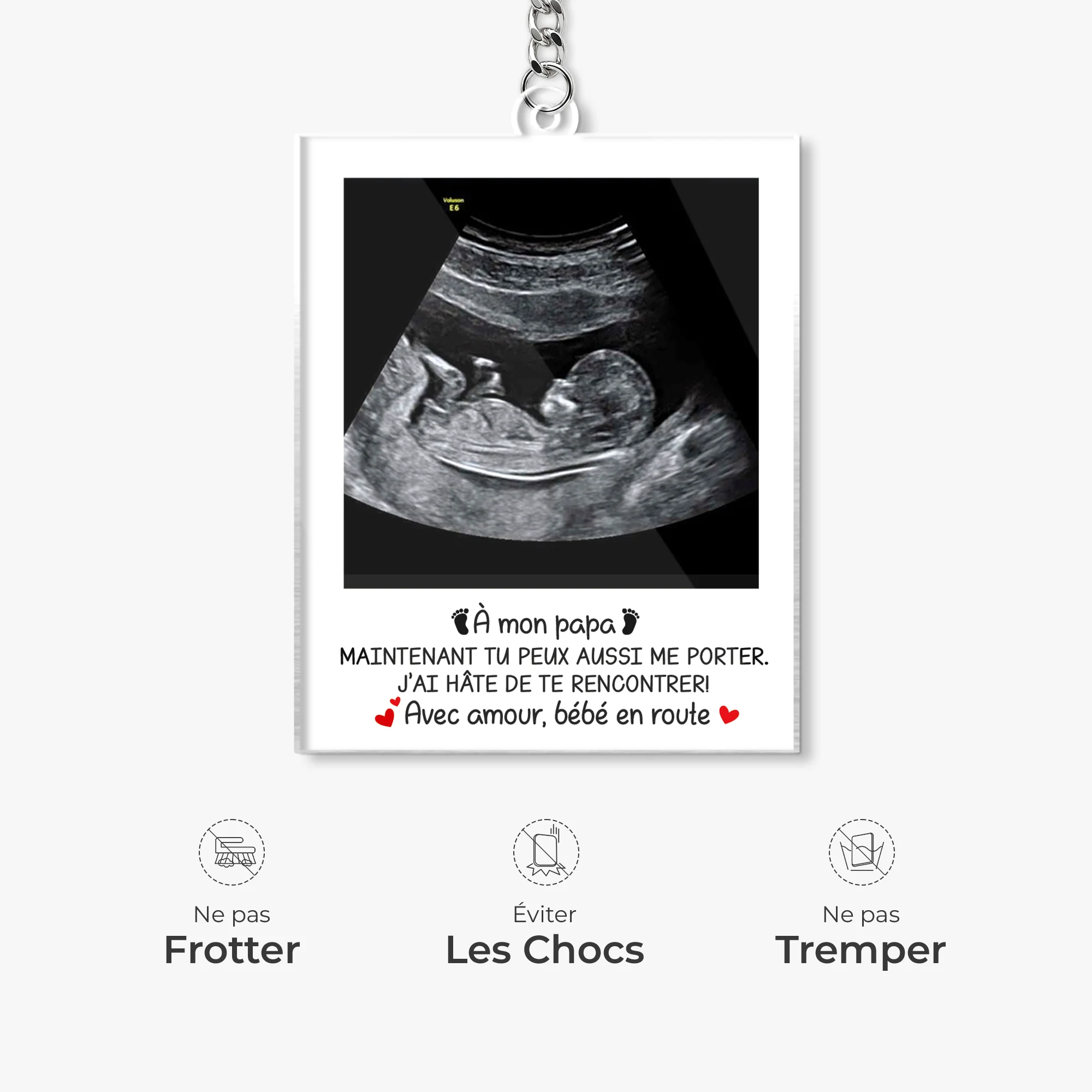Porte Clé Acrylique Personnalisable Photo - Bébé A Hâte De Te Voir - Image 5