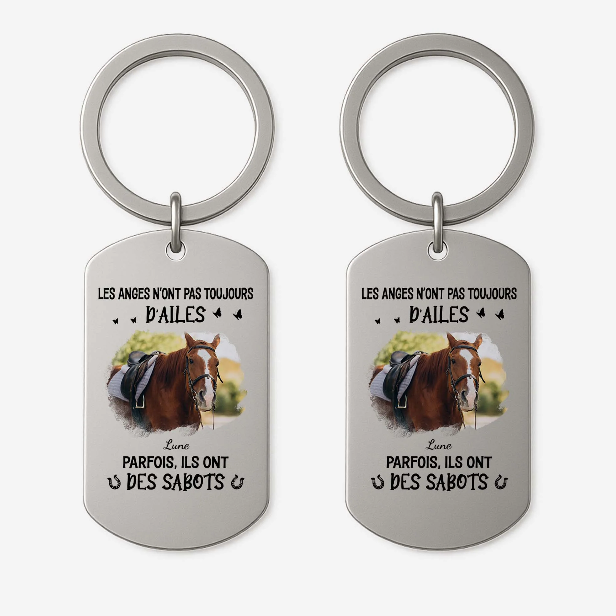 Porte Clé Personnalisé Cheval – Anges Avec Sabots | Porte-Clés Aluminium
