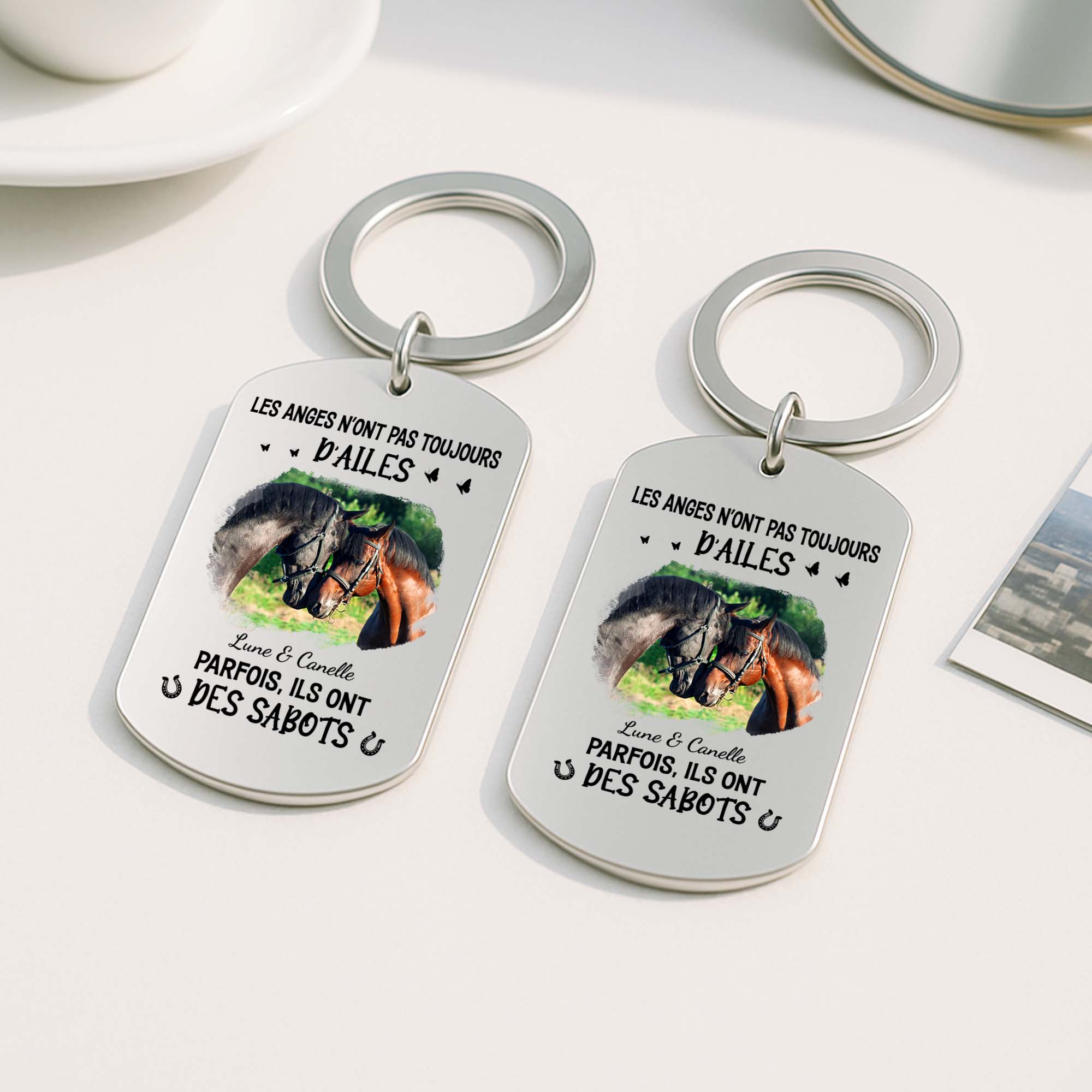 Porte Clé Personnalisé Cheval – Anges Avec Sabots | Porte-Clés Aluminium - Image 2