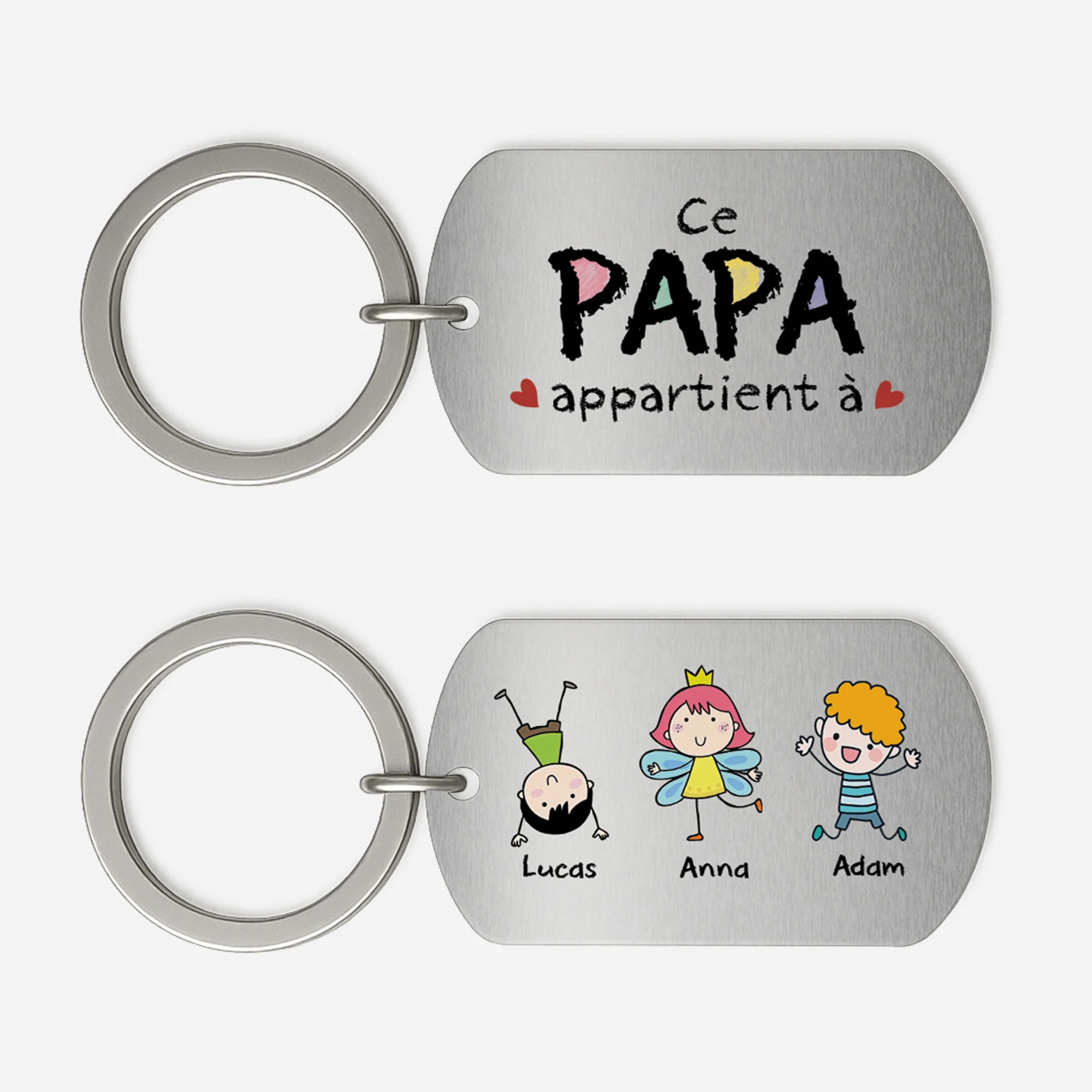 Porte Clé Personnalisé Papa – Ce Papa Appartient À | Aluminium
