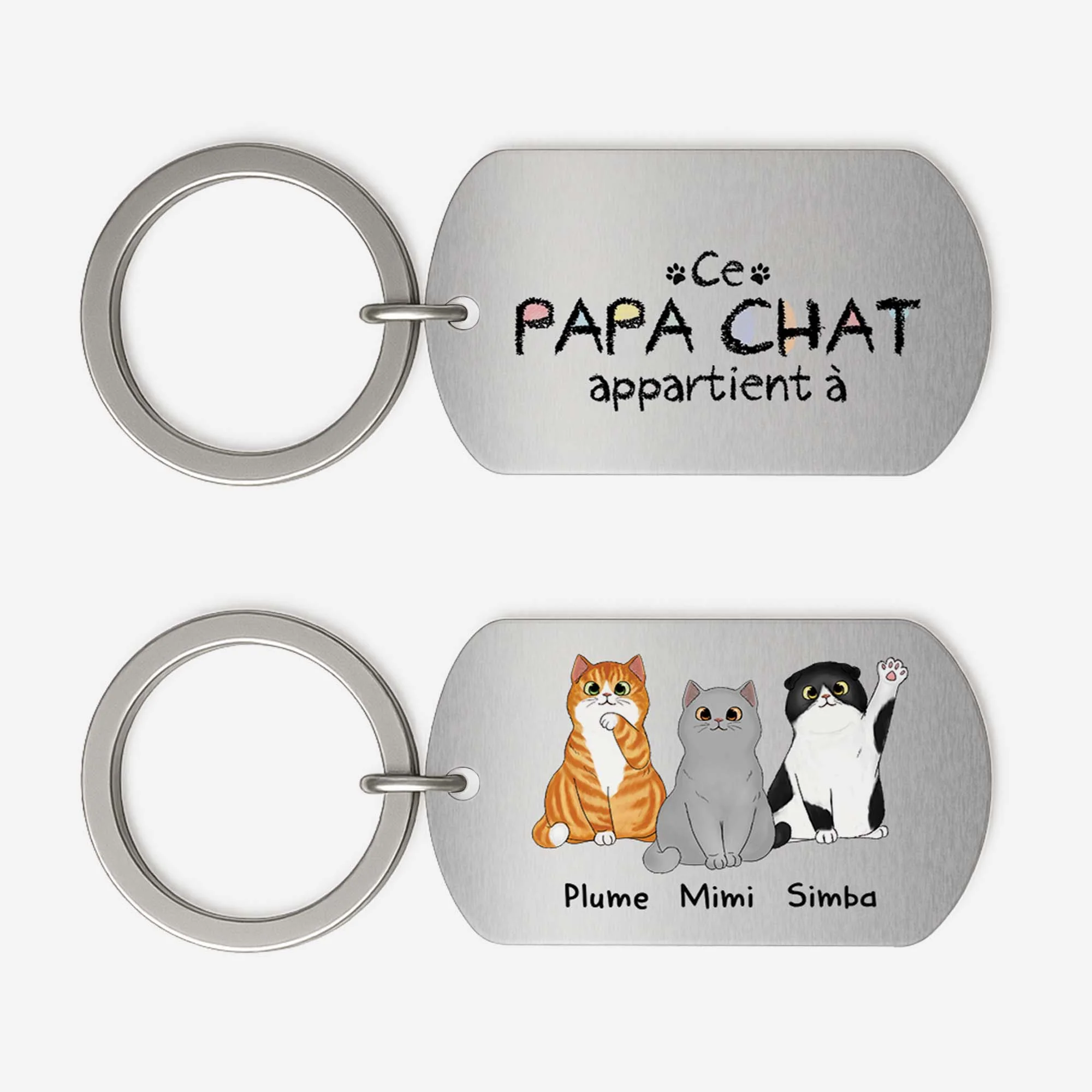 Porte Clés Personnalisé Animaux – Ce Papa Chat Appartient À | Porte Clé Aluminium Cartoon