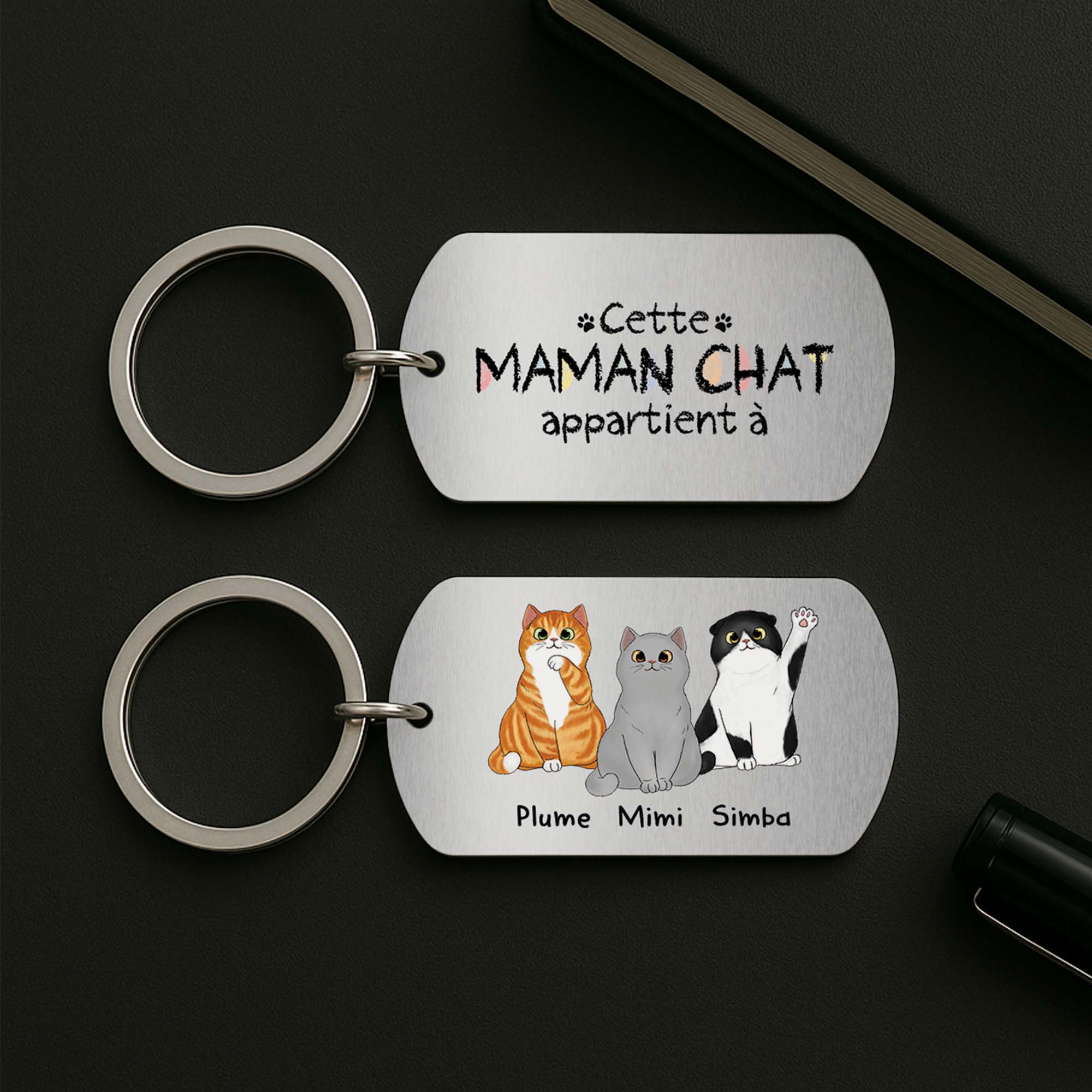 Porte Clés Personnalisé Animaux – Ce Papa Chat Appartient À | Porte Clé Aluminium Cartoon - Image 2