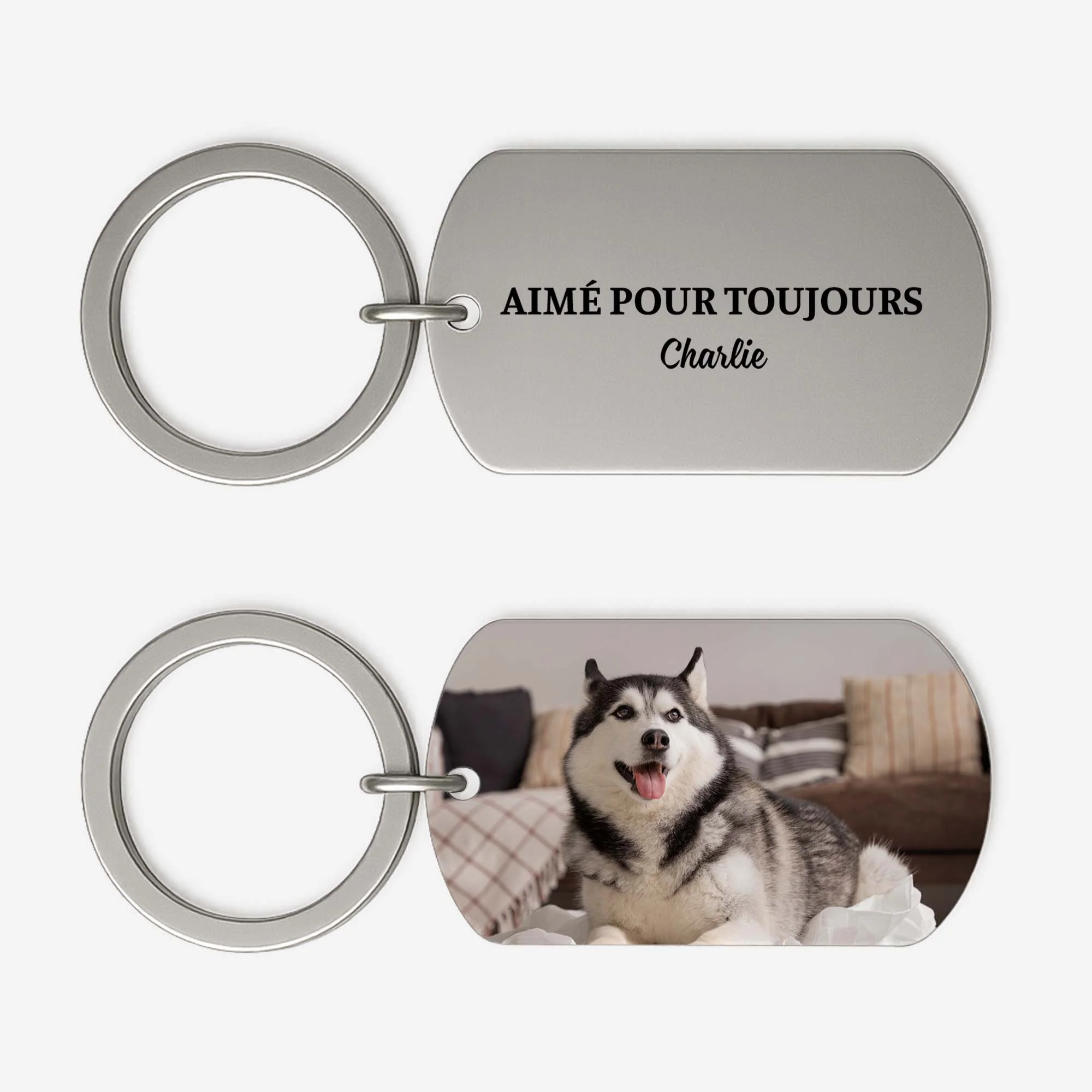Porte-Clé Aluminium Personnalisé Chien Commémoratif Avec Photo - Aimé Pour Toujours