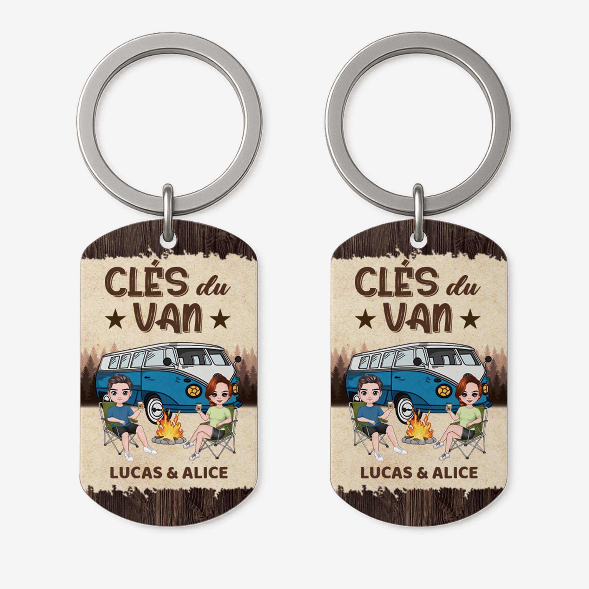 Porte Clé Personnalisé Couple – Clés du Van Bois | Porte-Clés Aluminium