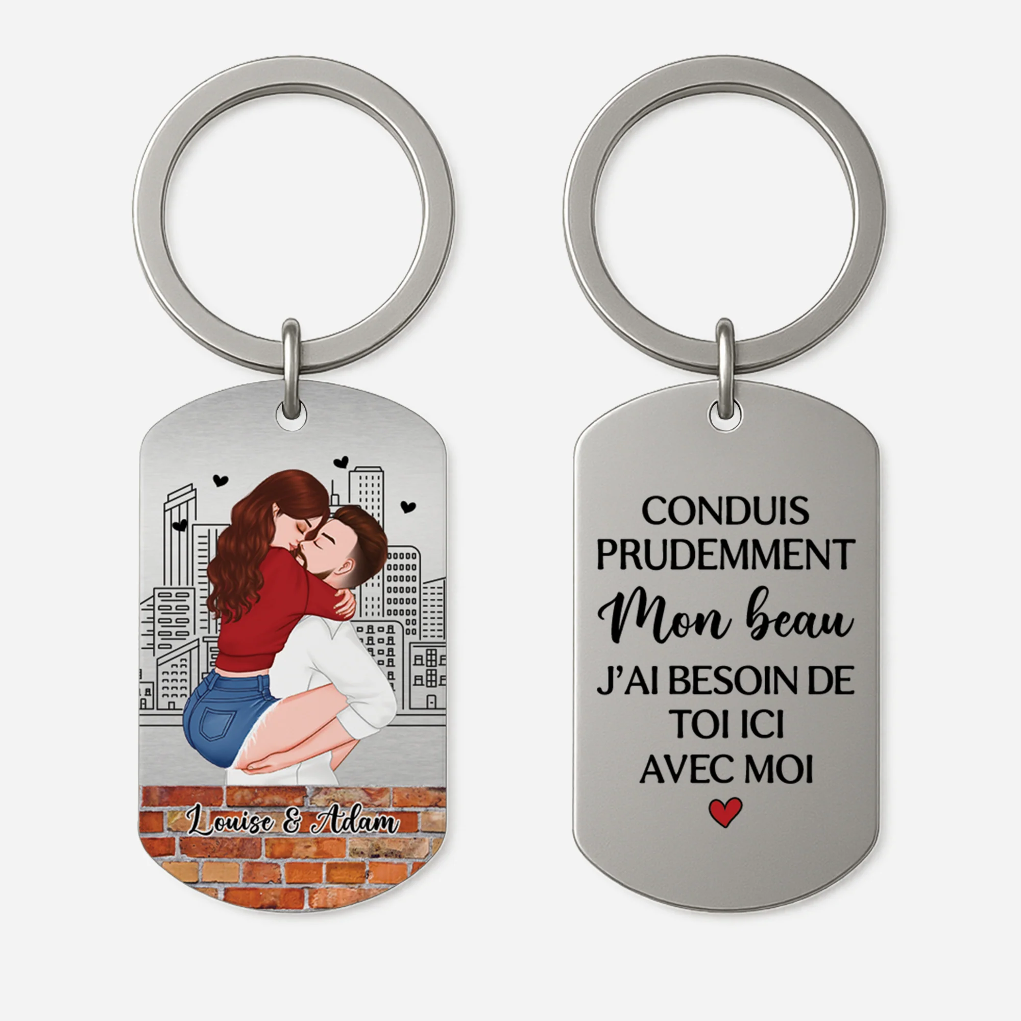Porte Clé Personnalisé Couple – Conduis Prudemment Mon Chéri| Porte-Clé Aluminium