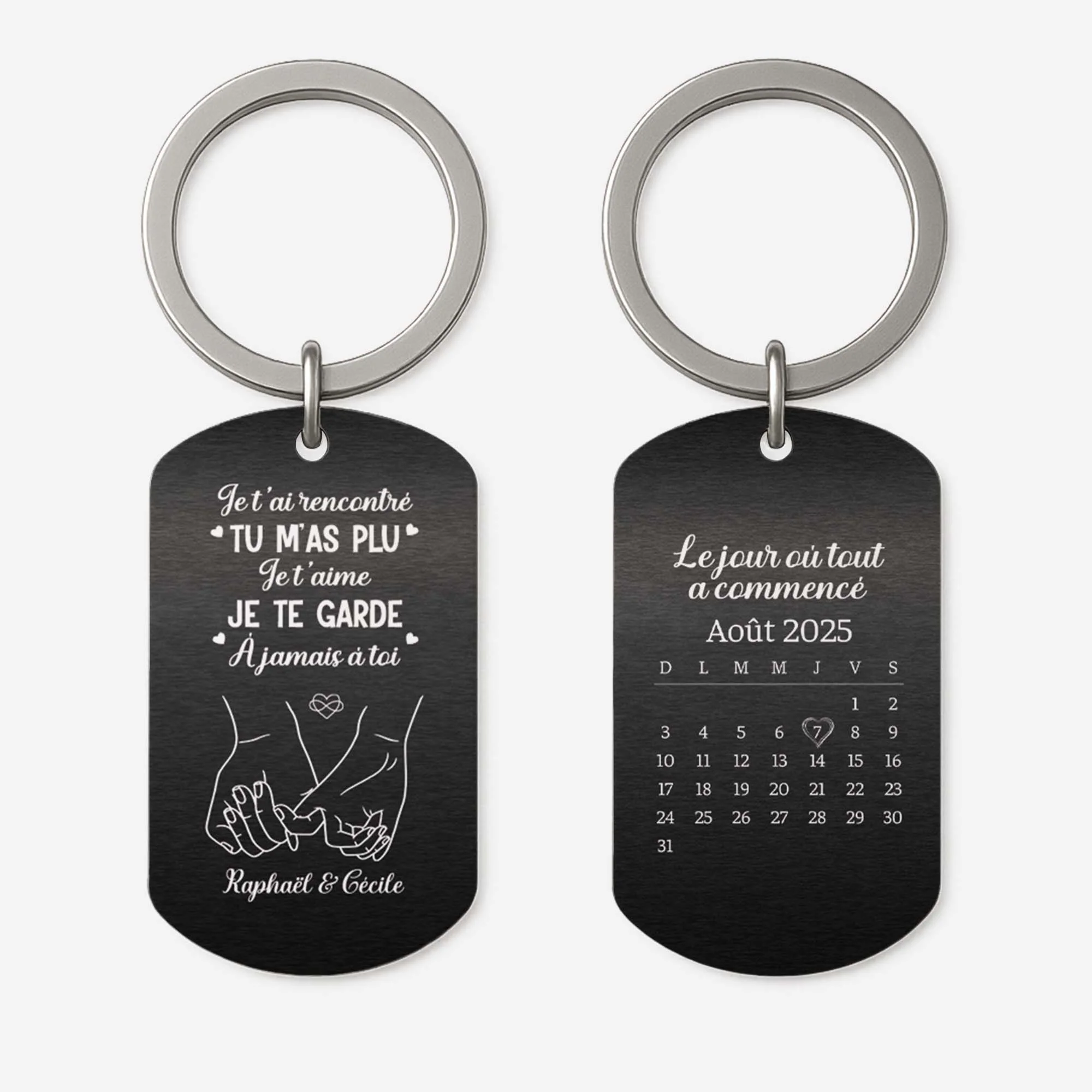 Porte Clé Aluminium Personnalisé Couple - Je t'aime, Je te Garde