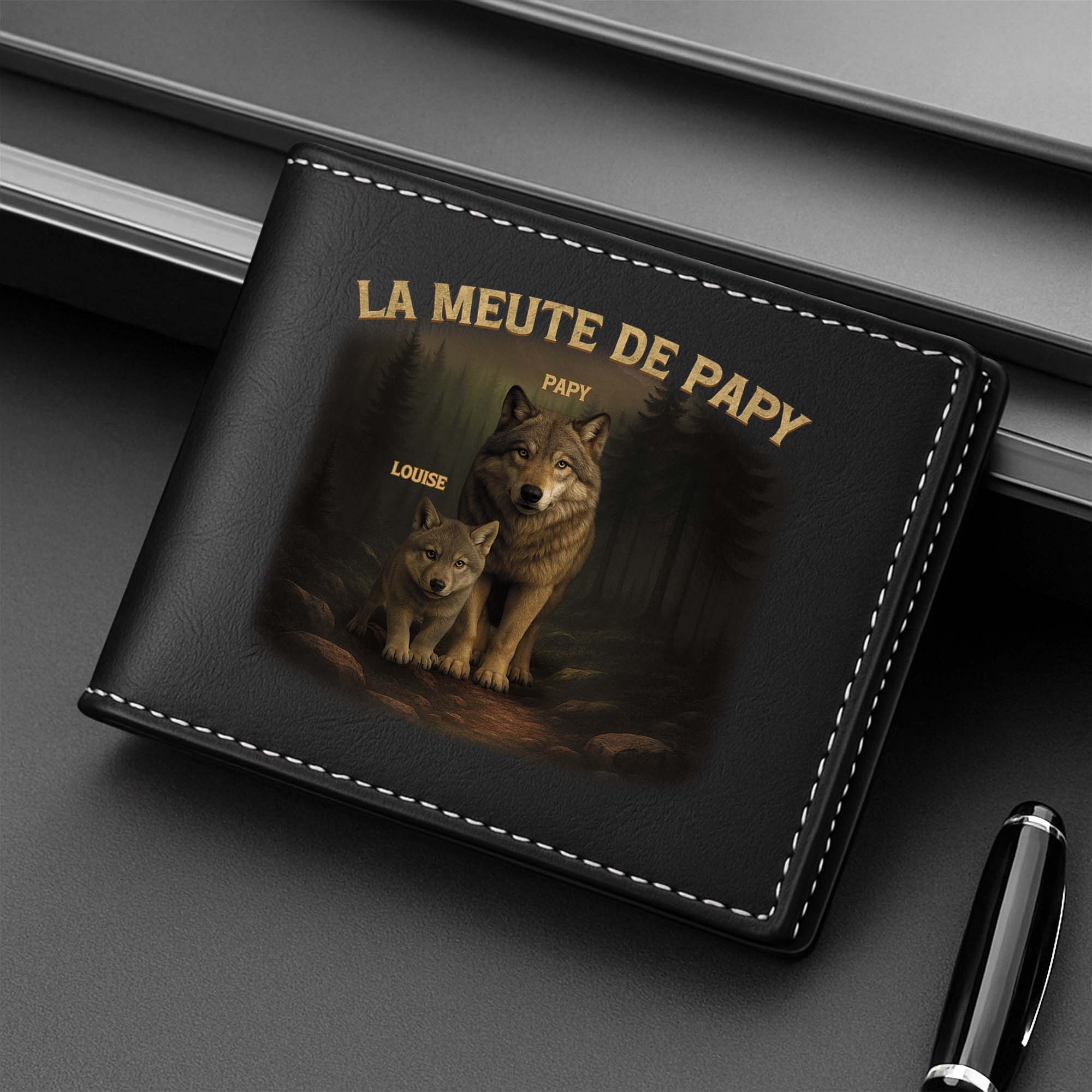 Portefeuille En Cuir Personnalisé Pour Papa - La Meute De Papa - Image 2