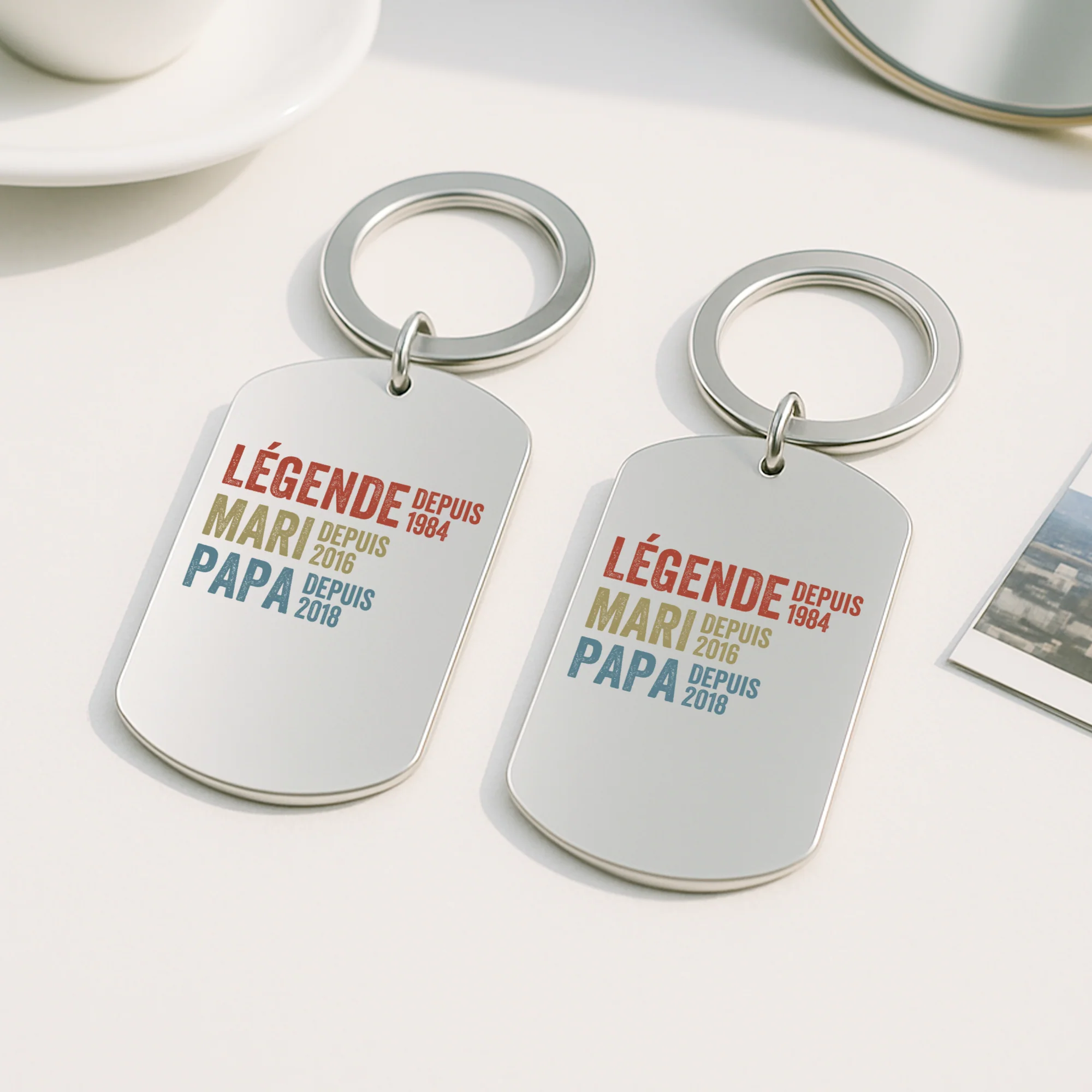Porte Clés Papa Personnalisé – Légende Mari Papa Papy Depuis | Porte-Clé Aluminium - Image 2