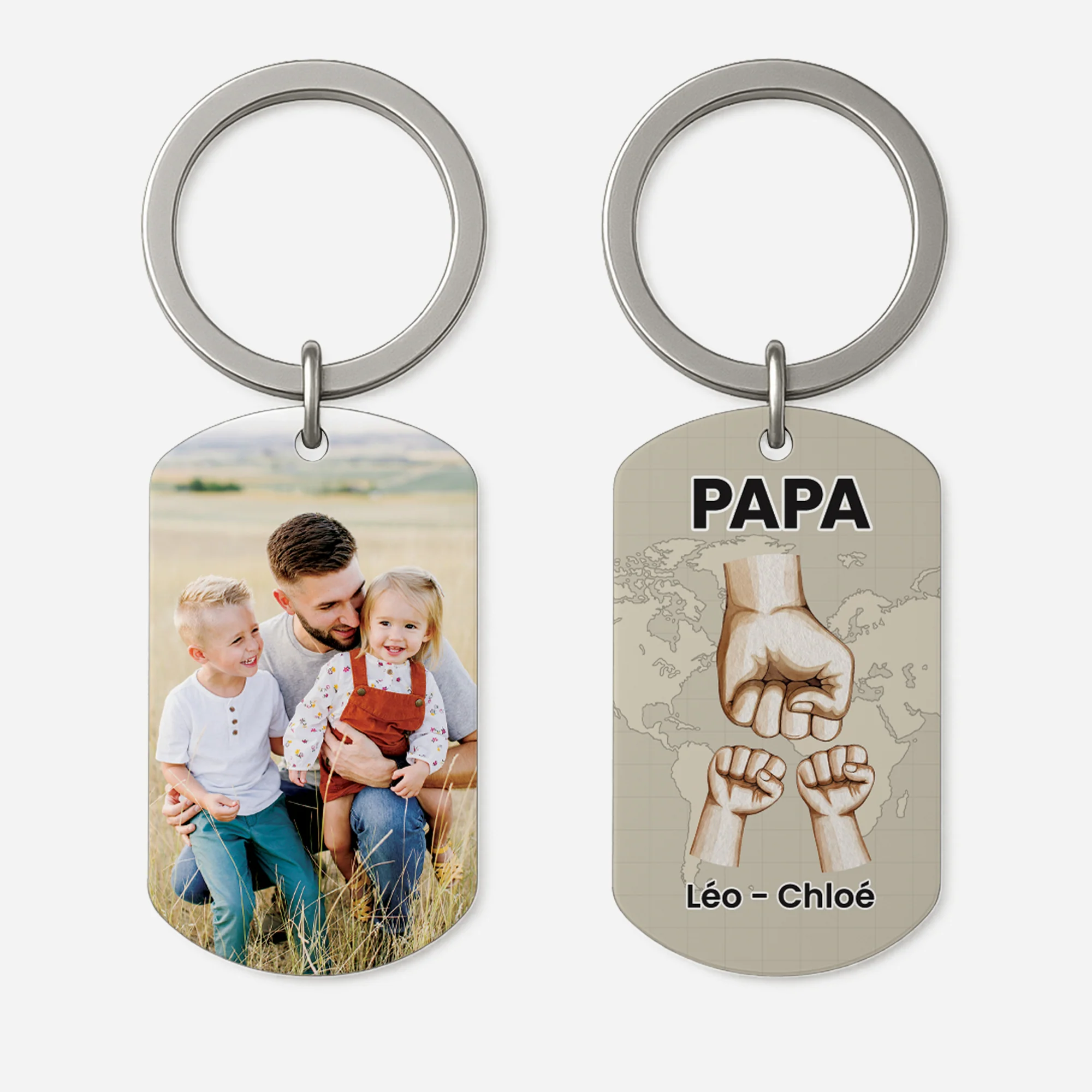 Porte Clés Personnalisé Photo – Papa Carte & Poings | Porte-Clés Aluminium