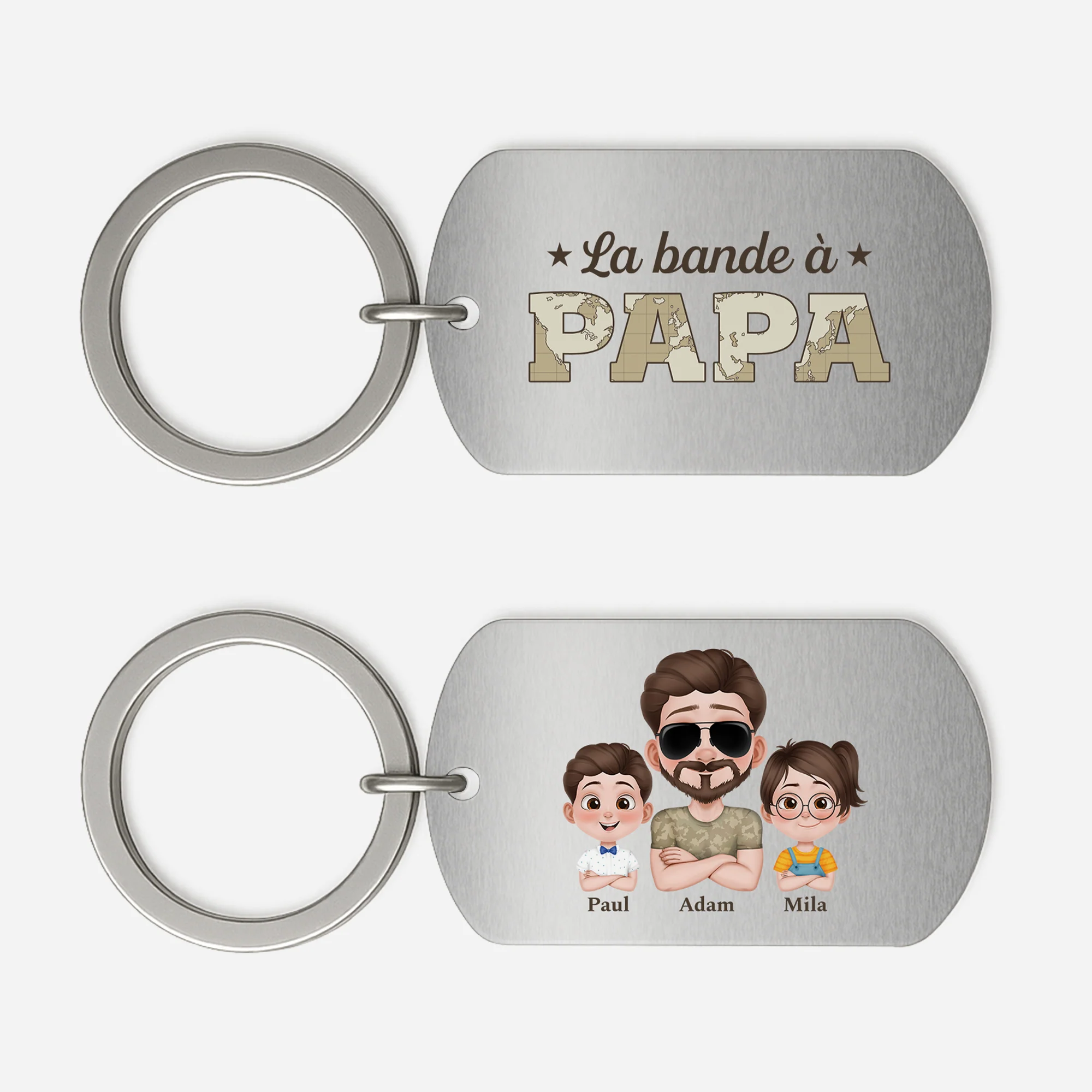 Porte Clé Personnalisé Papa – La Bande à Papa Soldat | Porte-Clé Aluminium