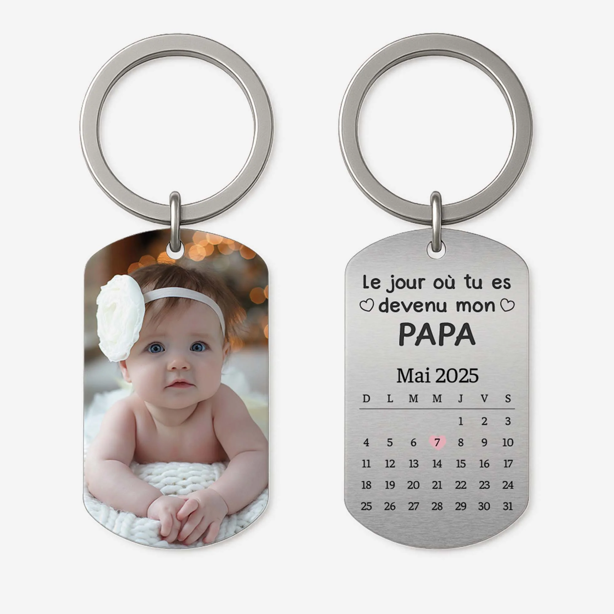 Porte Clé Photo Personnalisable Aluminium – Le Jour Où Tu Es Devenu Mon Papa