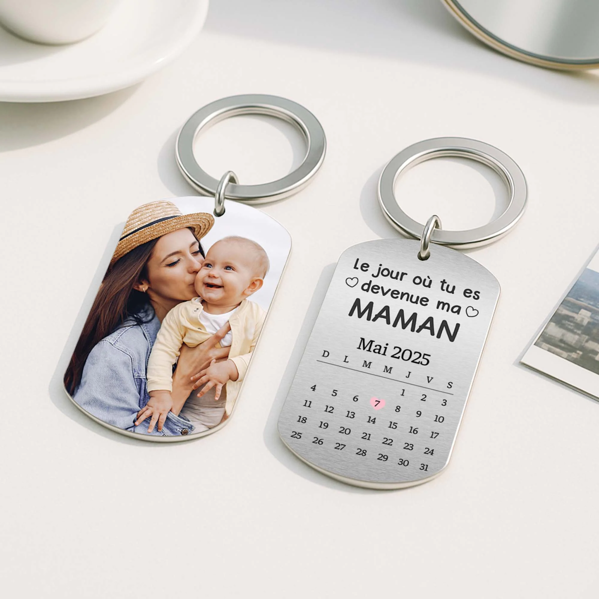 Porte Clé Photo Personnalisable Aluminium – Le Jour Où Tu Es Devenu Mon Papa - Image 2