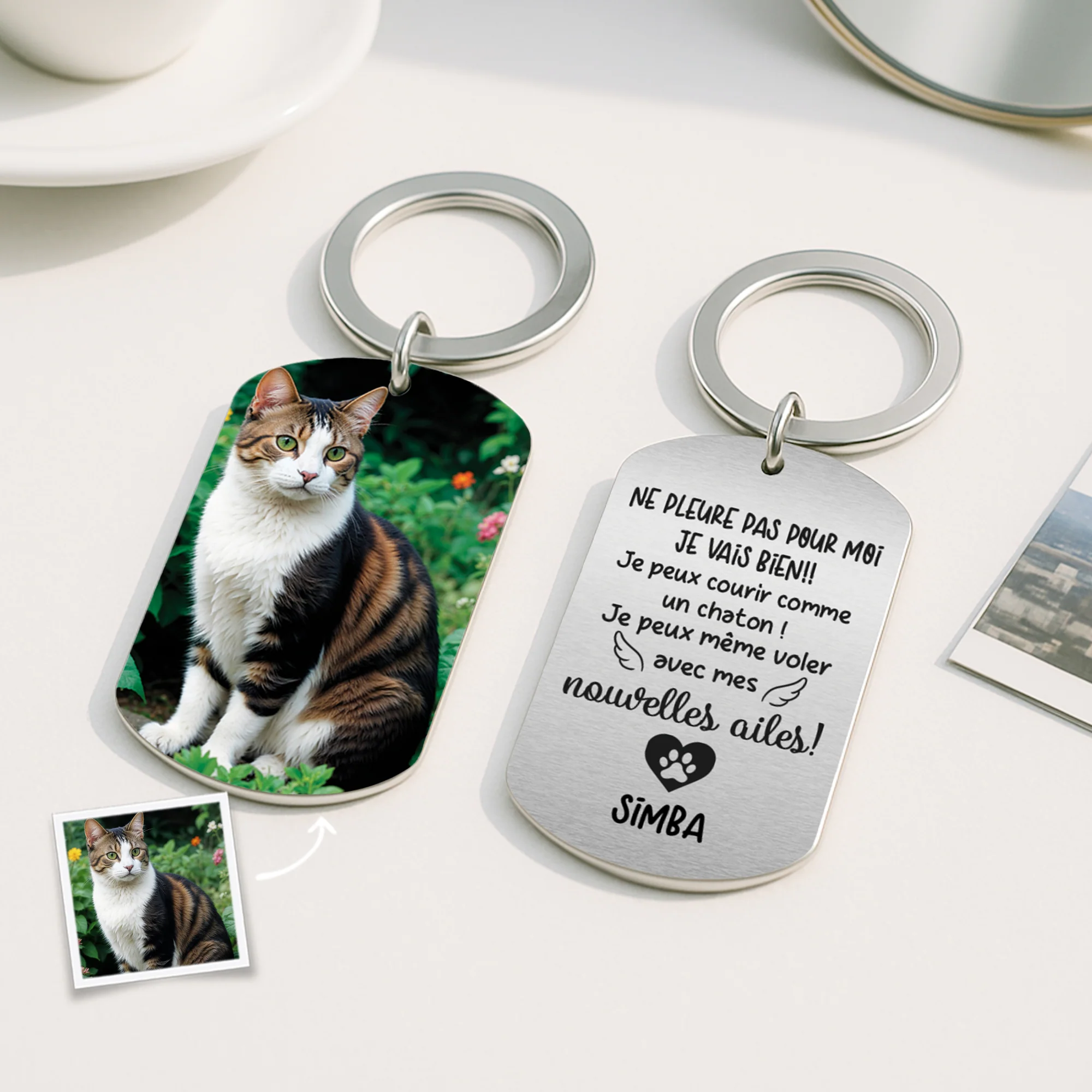 Porte Clés Personnalisé Photo – Ne Pleure Pas | Porte-Clé Hommage Chien Aluminium - Image 2