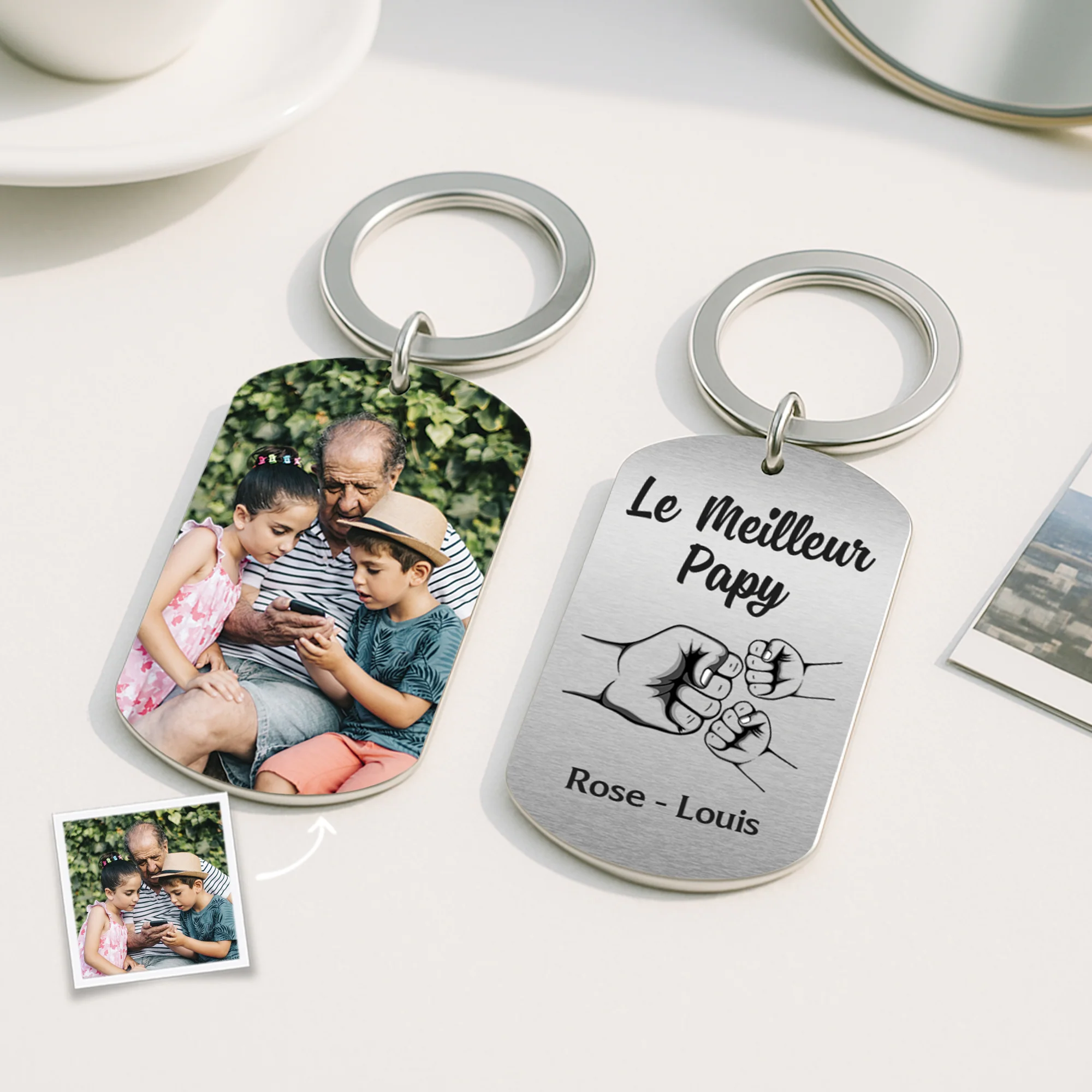 Porte Clés Personnalisé Photo – Meilleur Papa | Fête des Pères –  Porte-Clés Aluminium - Image 2