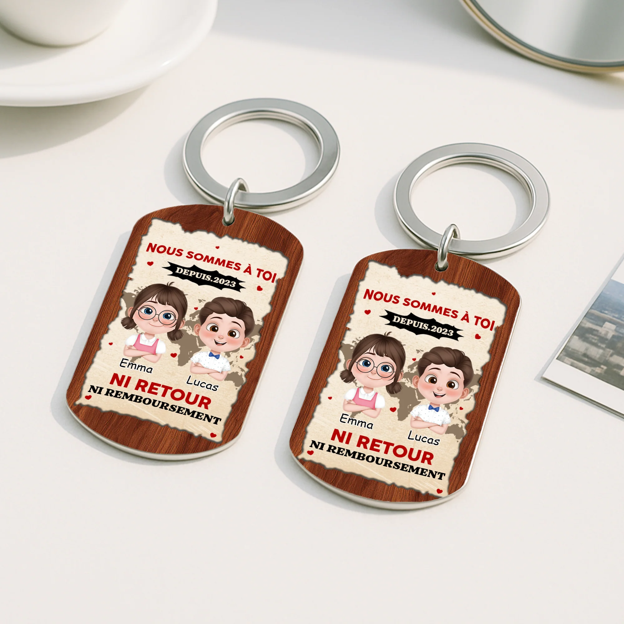 Porte Clé Personnalisé En Aluminium - Les Enfants Sont À Maman Papa Mamie Papy - Image 2