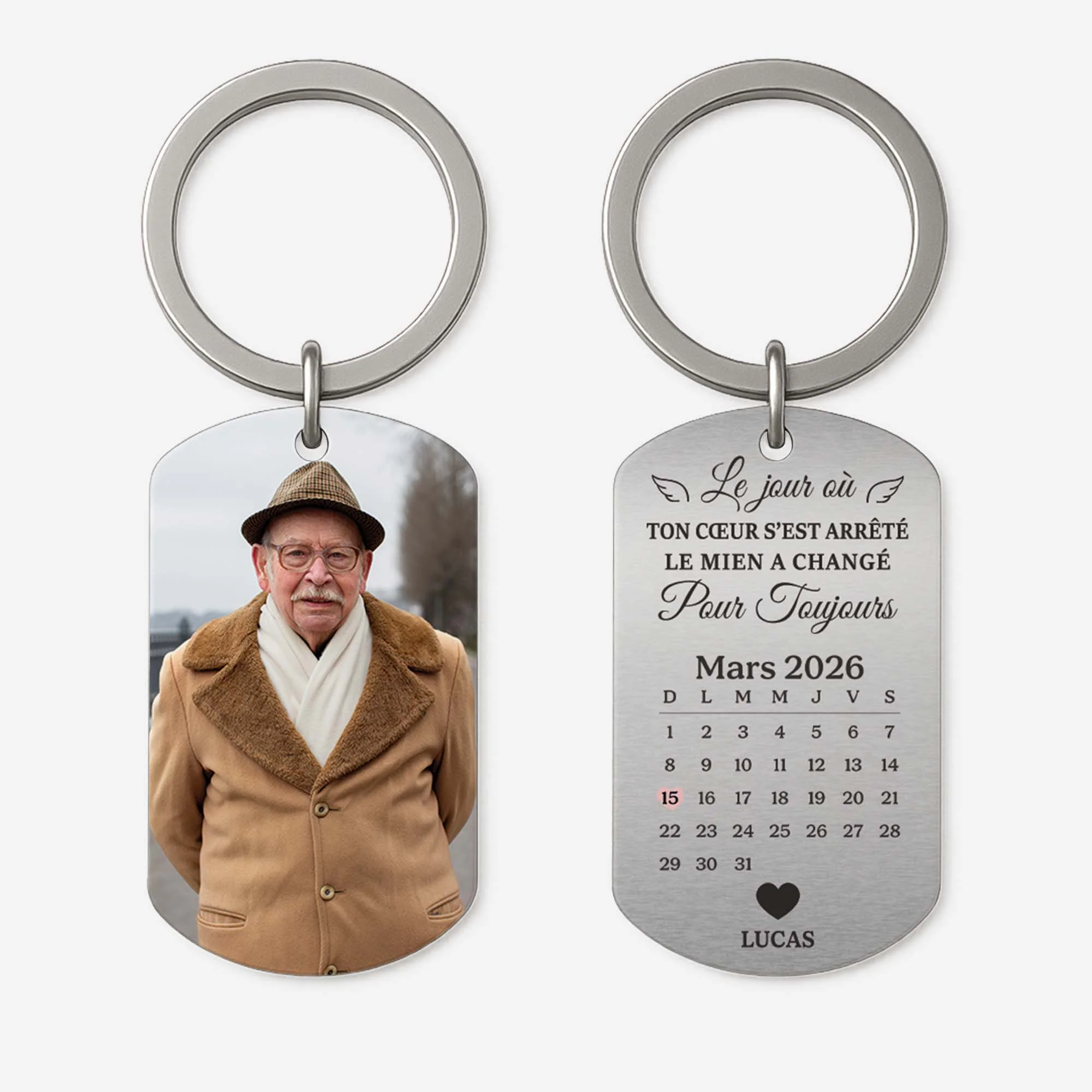 Porte Clé Personnalisé En Aluminium Photo Commémorative - Mon Cœur A Changé