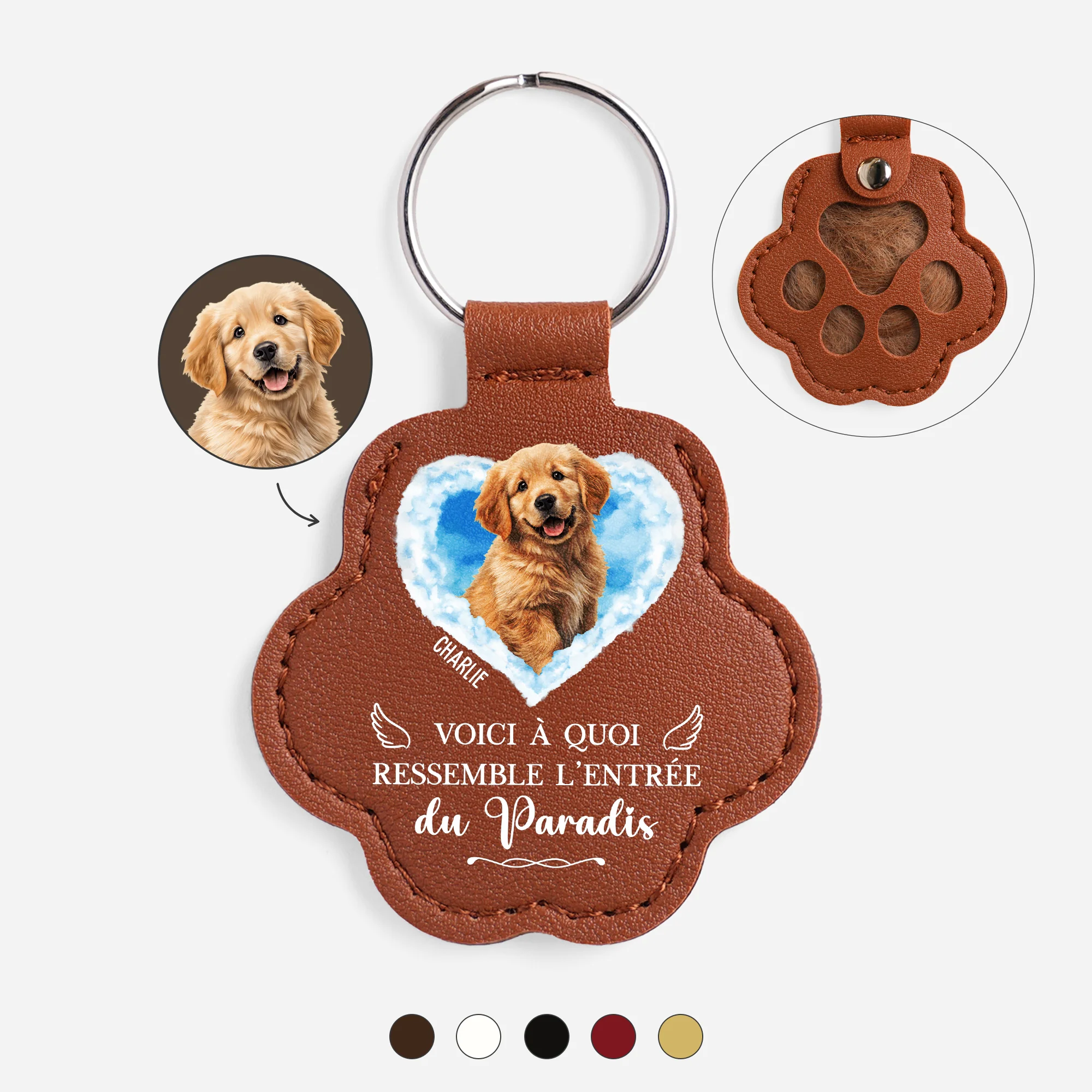 Porte-clé Poil Chien Chat Personnalisé Photo Commémorative - Entrée Du Paradis