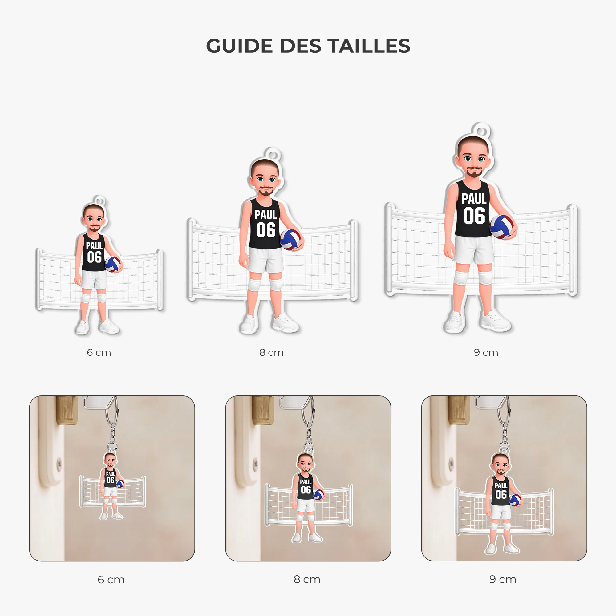 Porte Clés Acrylique Personnalisé Pour Couple - Idée Cadeau Fan Volleyball - Image 3