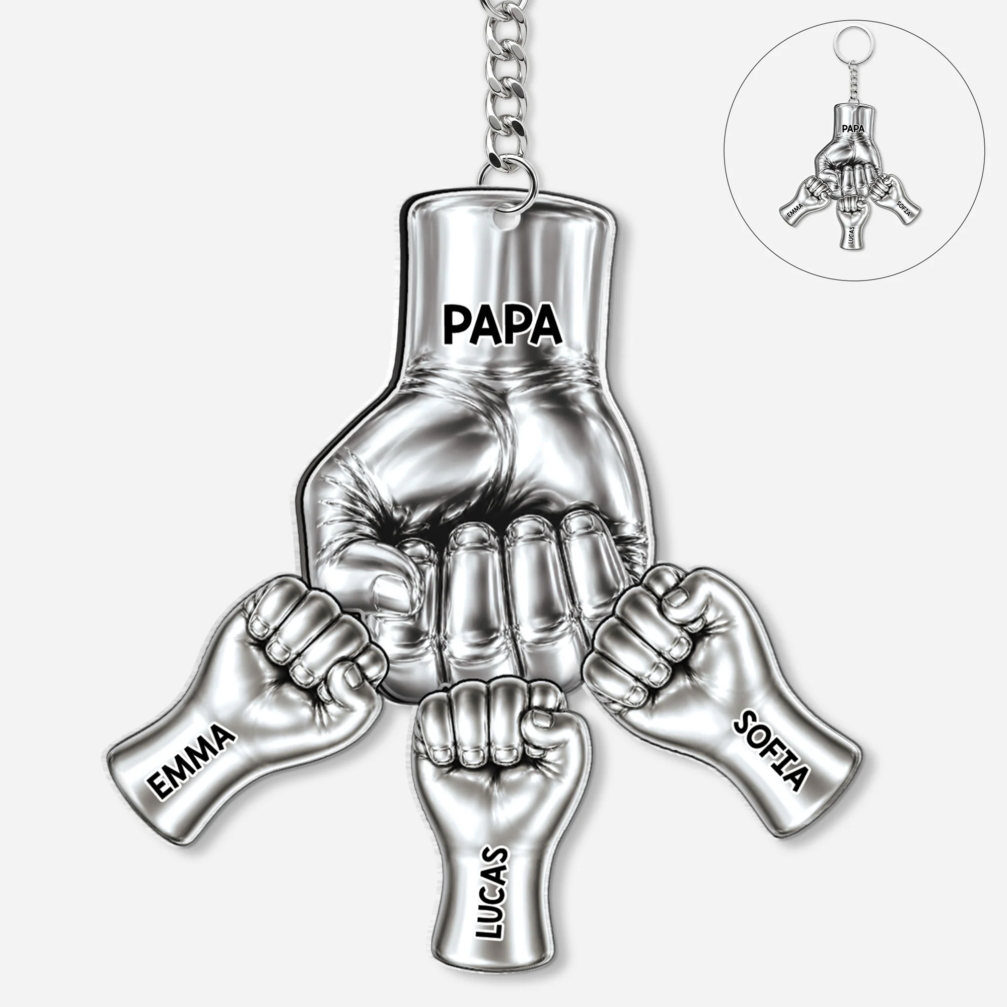 Porte Clés Personnalisé Acrylique - Cadeau Papa Papy Avec Ses Enfants
