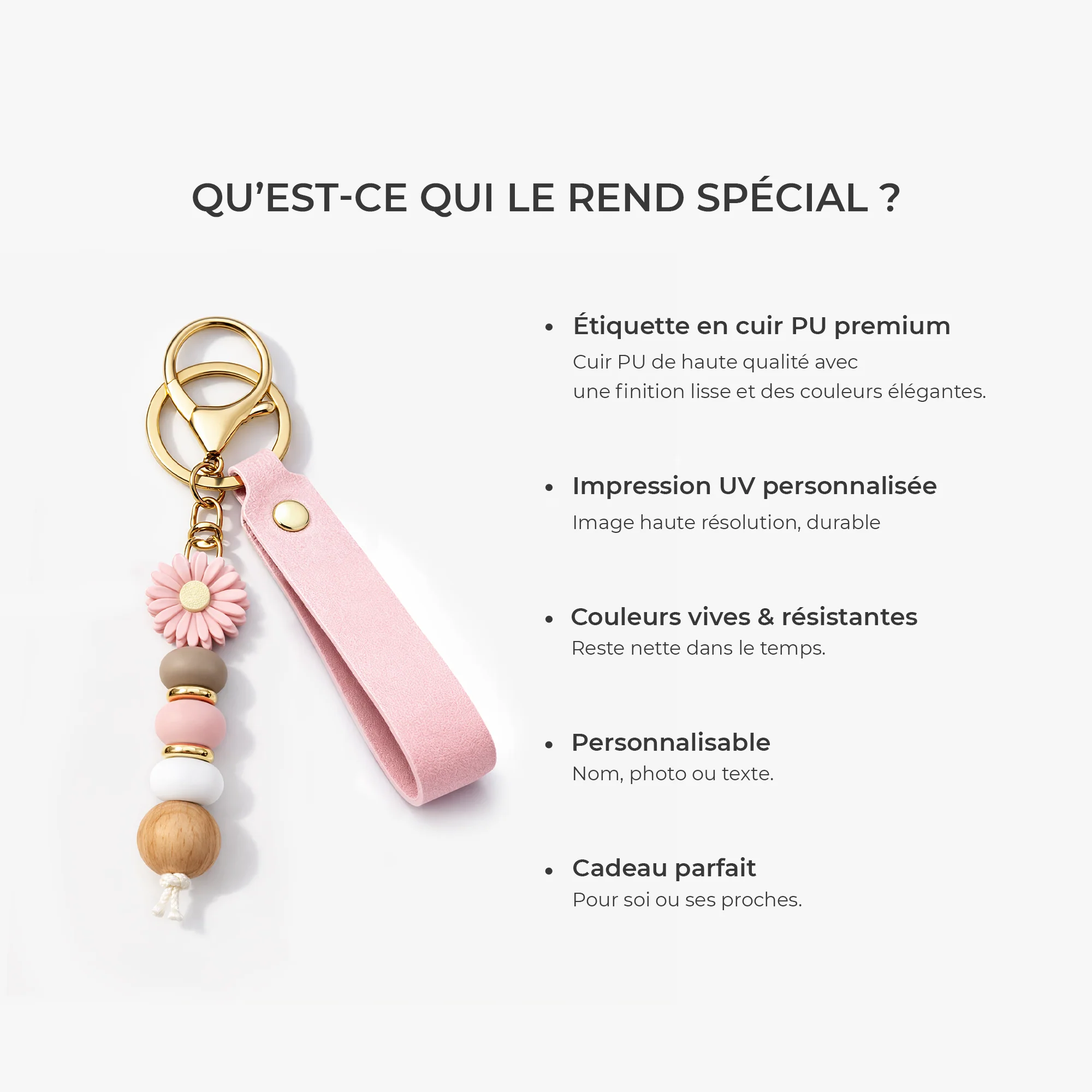 Porte Clé Personnalisable | Imprimée UV Que Mon Amie Vive À Côté - Image 5