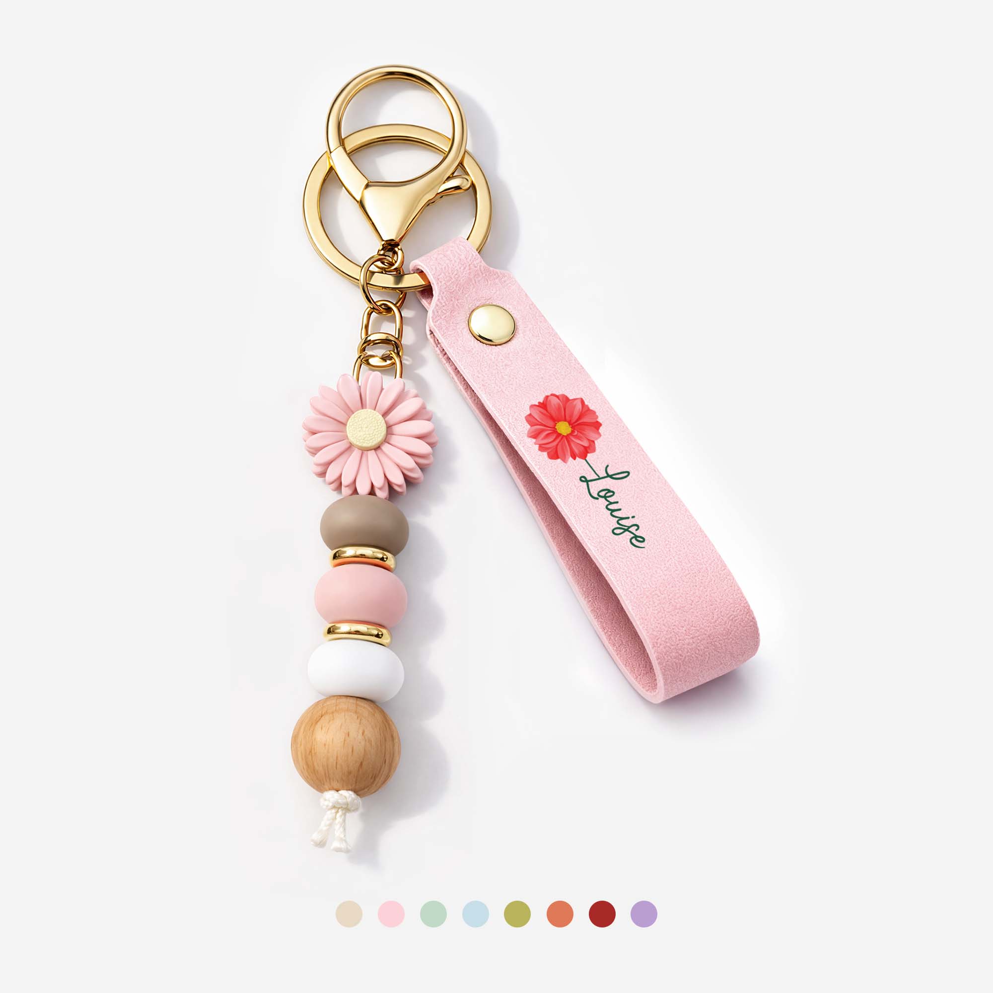 Porte Clé Personnalisé Marguerite Perles Imprimé UV Pour Femme - Une Fleur